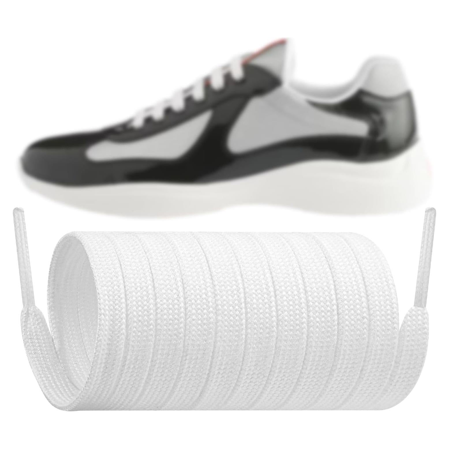 Cordoneras Planas de 8mm para Zapatillas Prada - 139.7cm Blancas