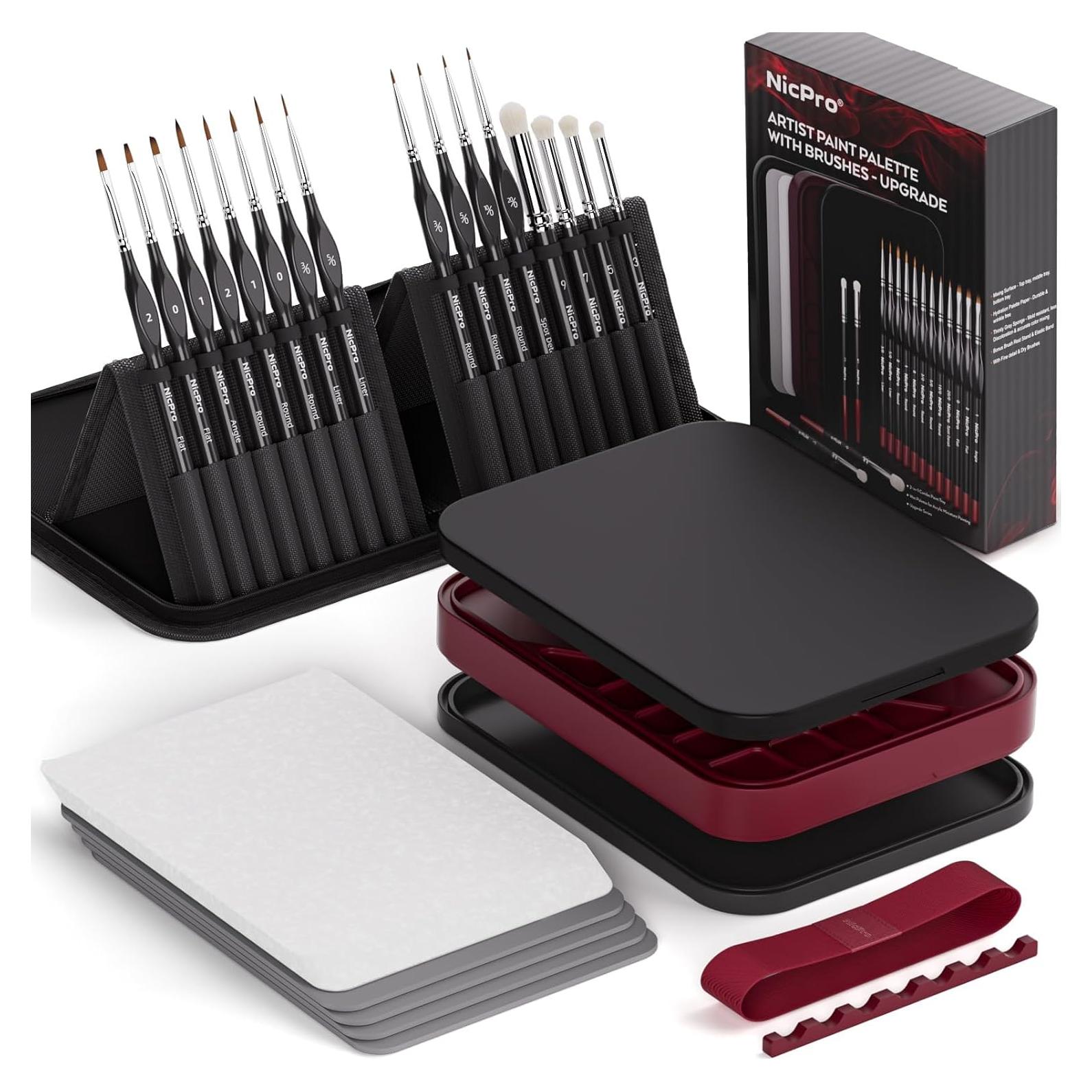 Kit de Pintura en Miniatura Profesional Nicpro con 16 Pinceles