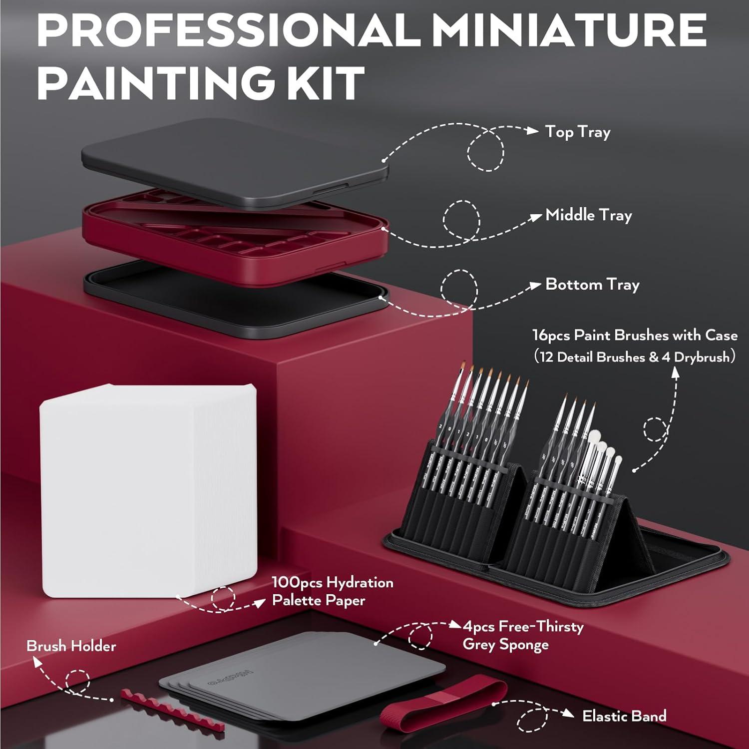 Kit de Pintura en Miniatura Profesional Nicpro con 16 Pinceles