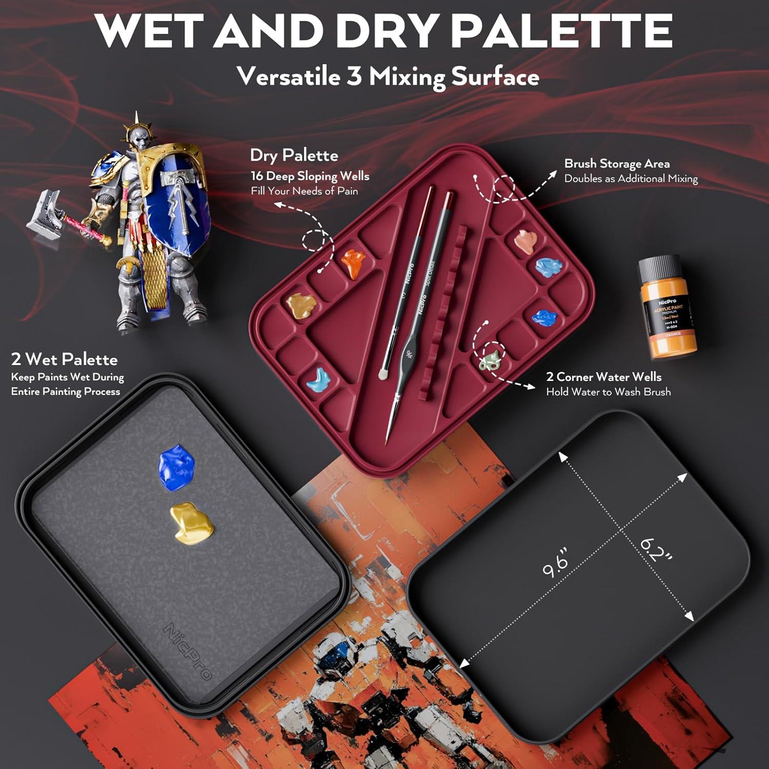 Kit de Pintura en Miniatura Profesional Nicpro con 16 Pinceles