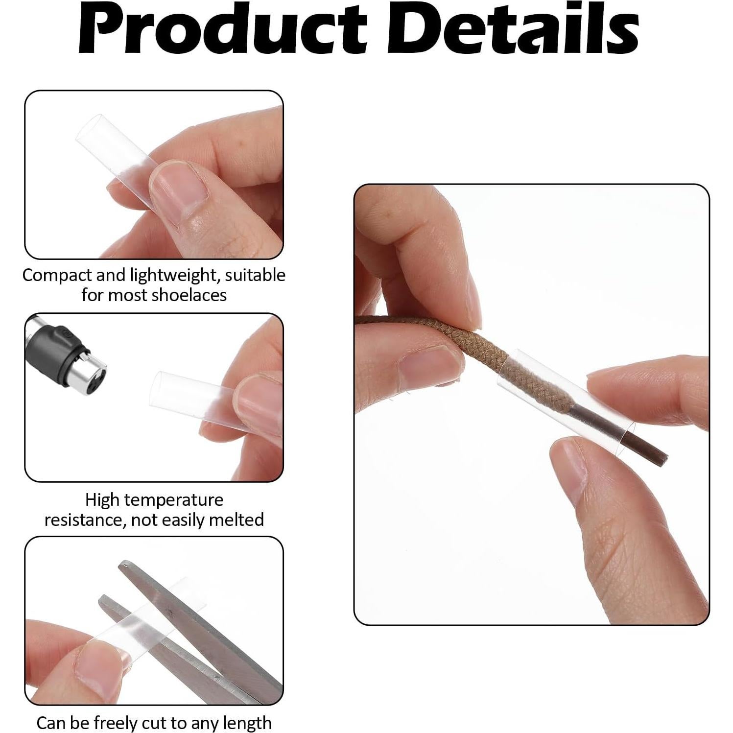 Puntas para Cordones Bremorou 100 Pcs Transparentes 2.5x0.5 cm