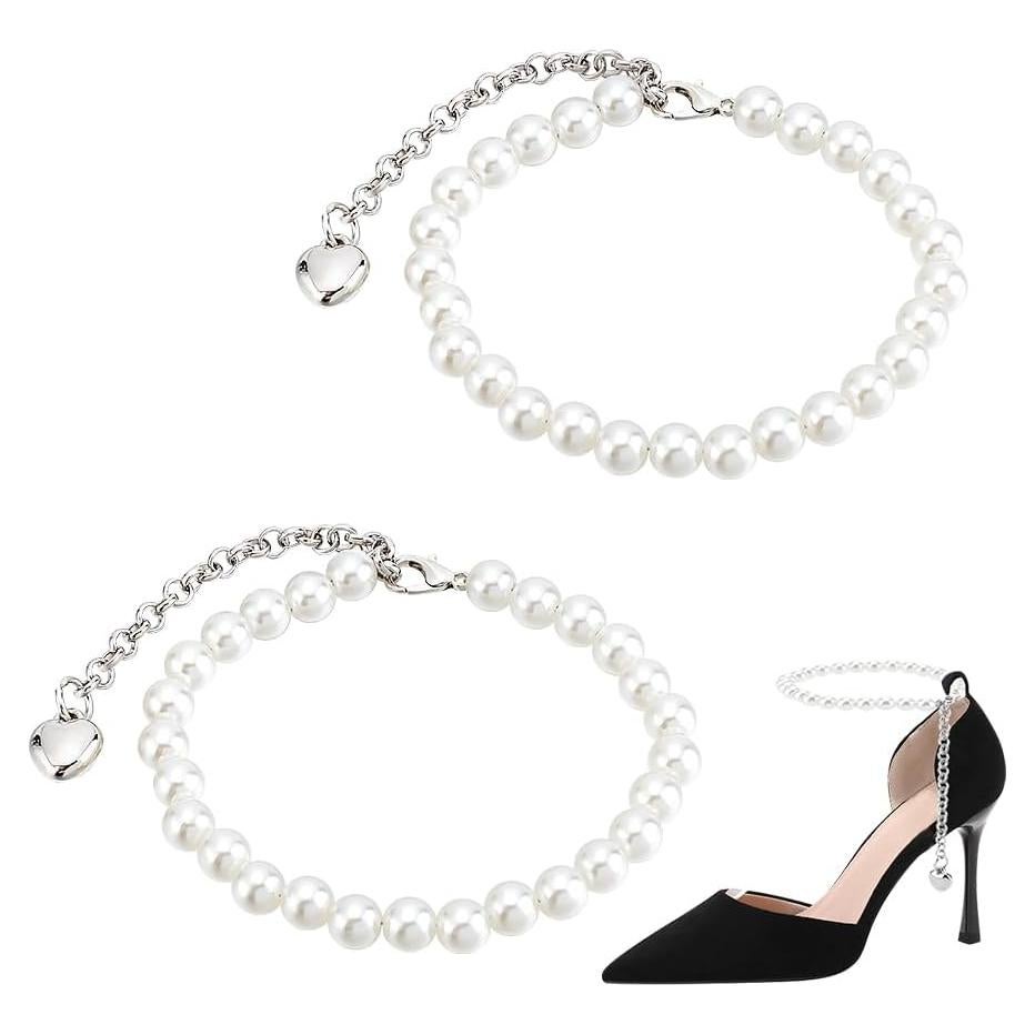 Correas de Zapatos de Tacón Alto PH PandaHall con Perlas - 1 Par