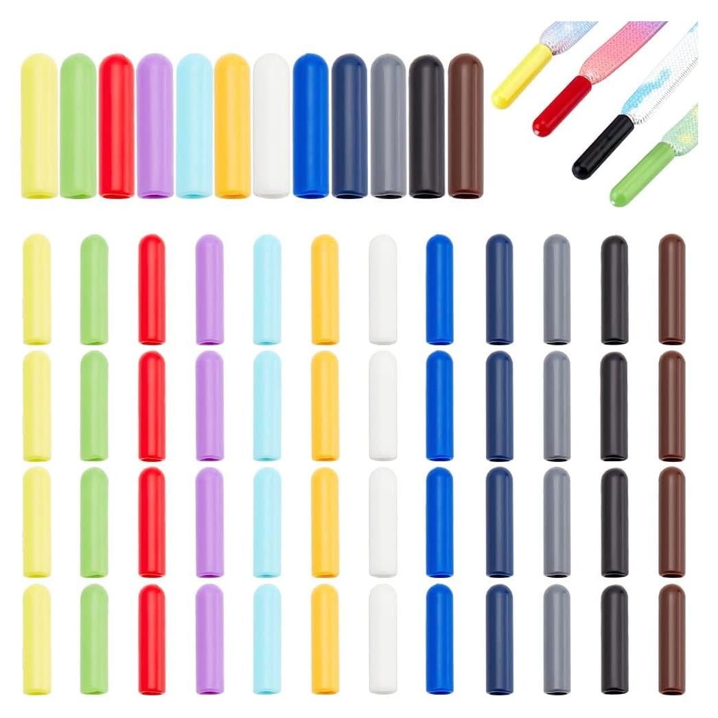 48 Puntas de Cordones Plástico PH PandaHall 12 Colores 20x5mm