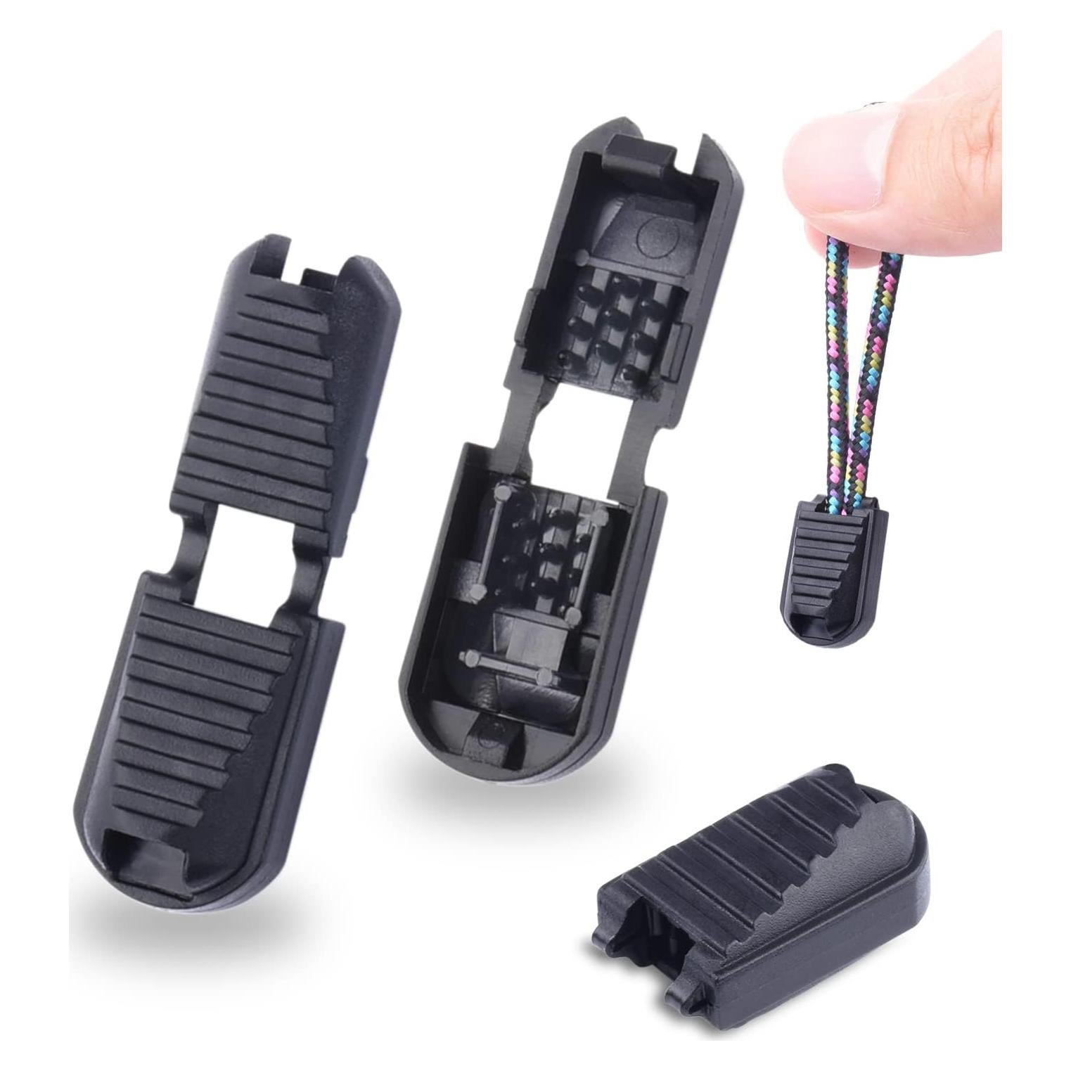 25 Pestañas de Cierre CooBigo para Cordones Negro 20x12mm