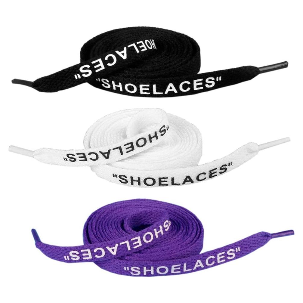 3 Pares de Cintas de Zapatos Planas 120cm Jurxy - Negro Blanco Púrpura