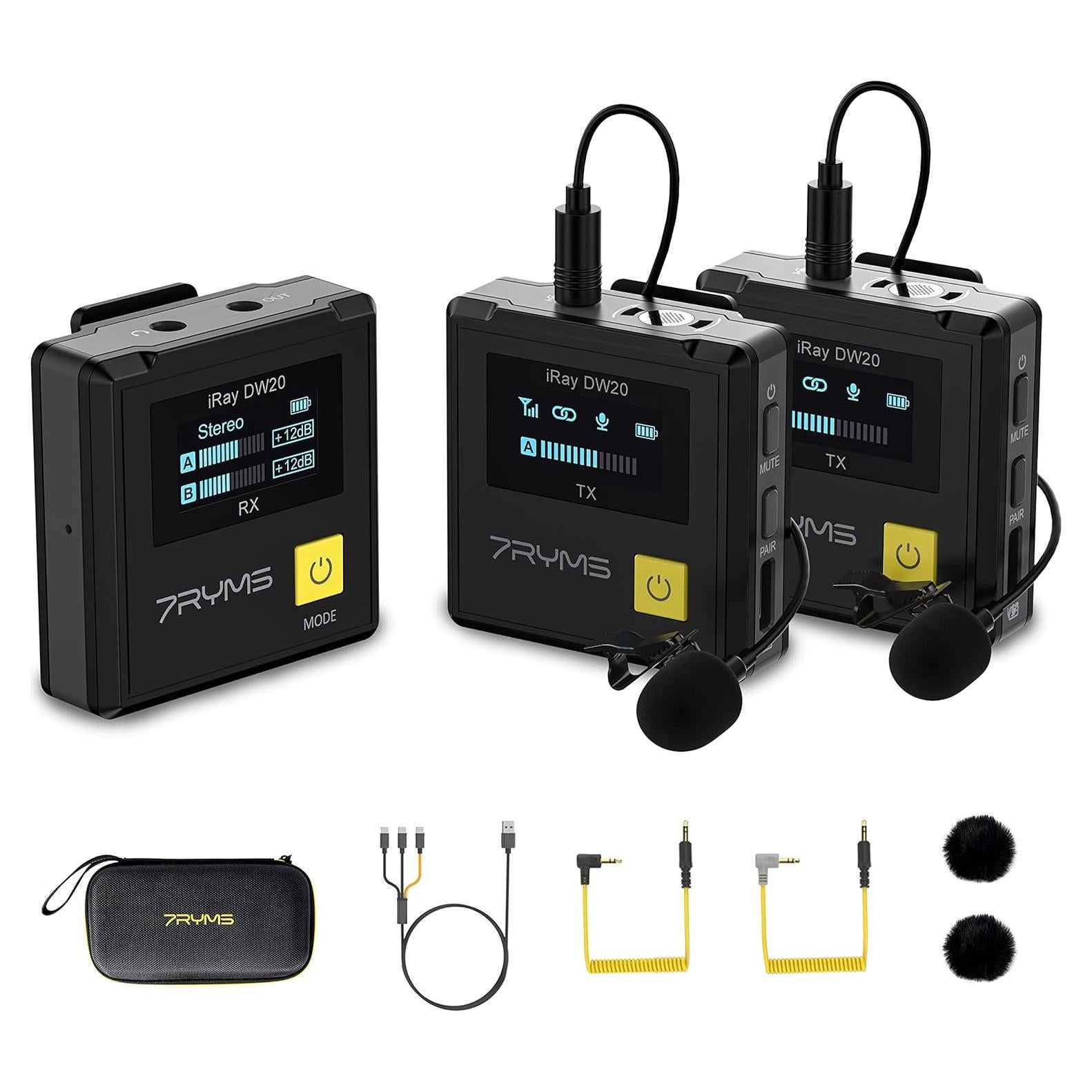 Micrófono Lavalier Inalámbrico 7RYMS iRay DW20 100m