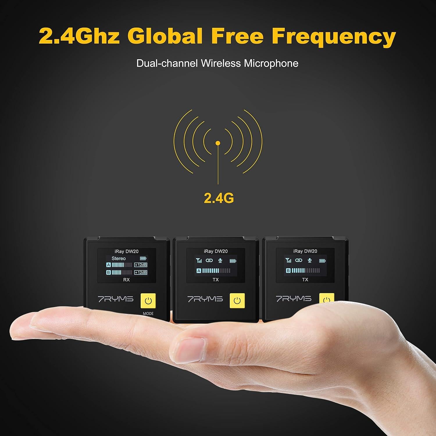 Micrófono Lavalier Inalámbrico 7RYMS iRay DW20 100m