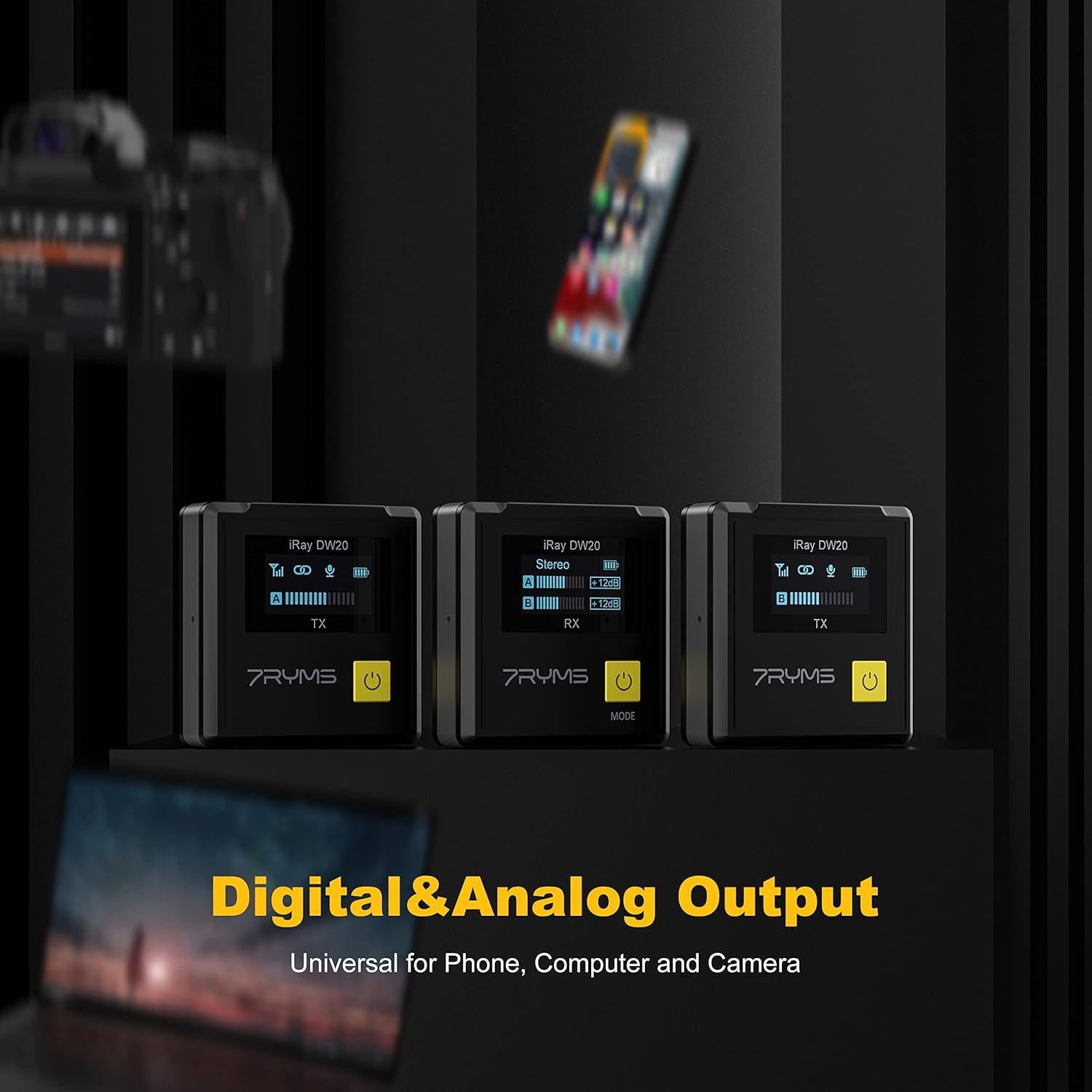 Micrófono Lavalier Inalámbrico 7RYMS iRay DW20 100m