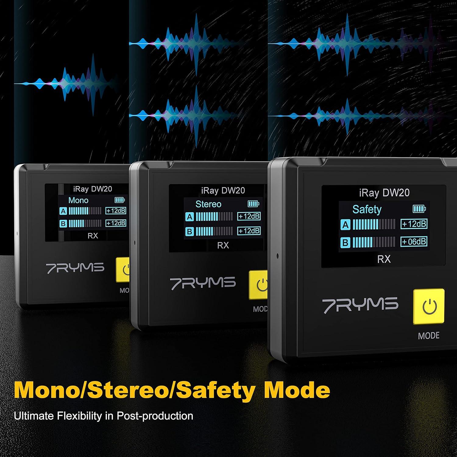 Micrófono Lavalier Inalámbrico 7RYMS iRay DW20 100m