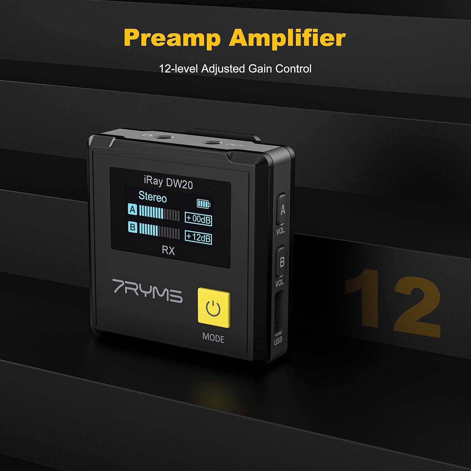 Micrófono Lavalier Inalámbrico 7RYMS iRay DW20 100m