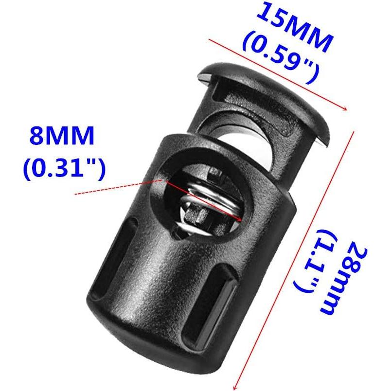 Bloqueos de Cuerda YaHoGa 25 pcs + 10 yardas Cuerda 3mm Negra