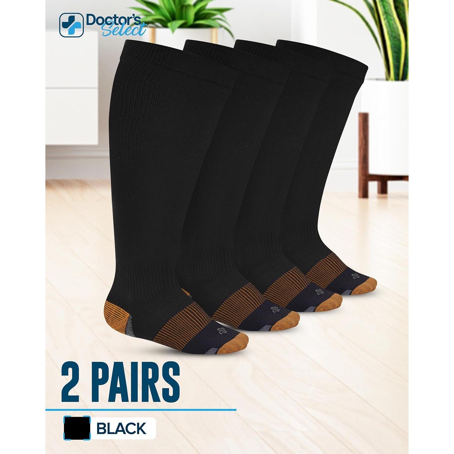 Calcetines de Compresión de Cobre Doctor's Select 3X Negro - 2 Pares