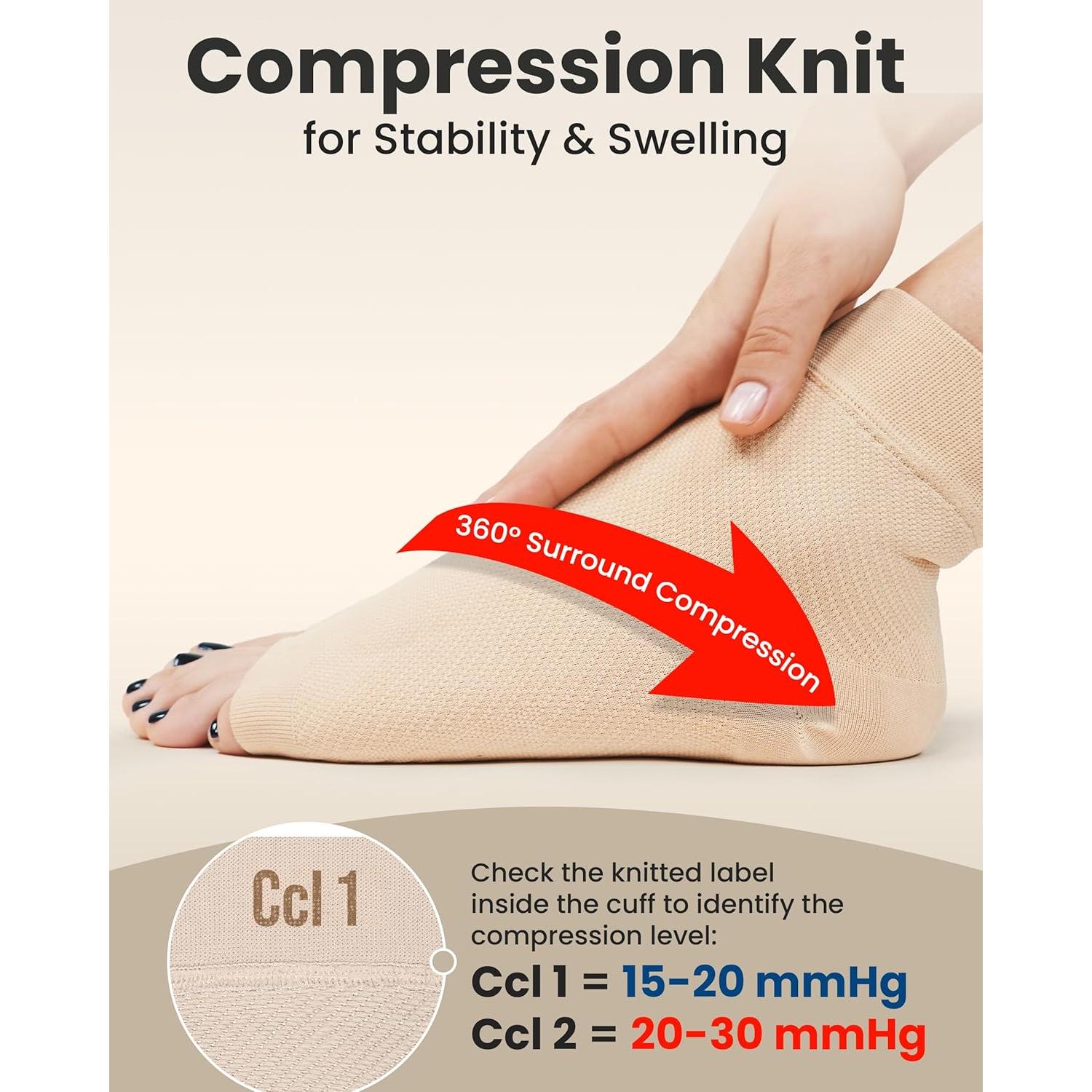 Manga de Compresión para Tobillo Kemford L 20-30mmHg Beige