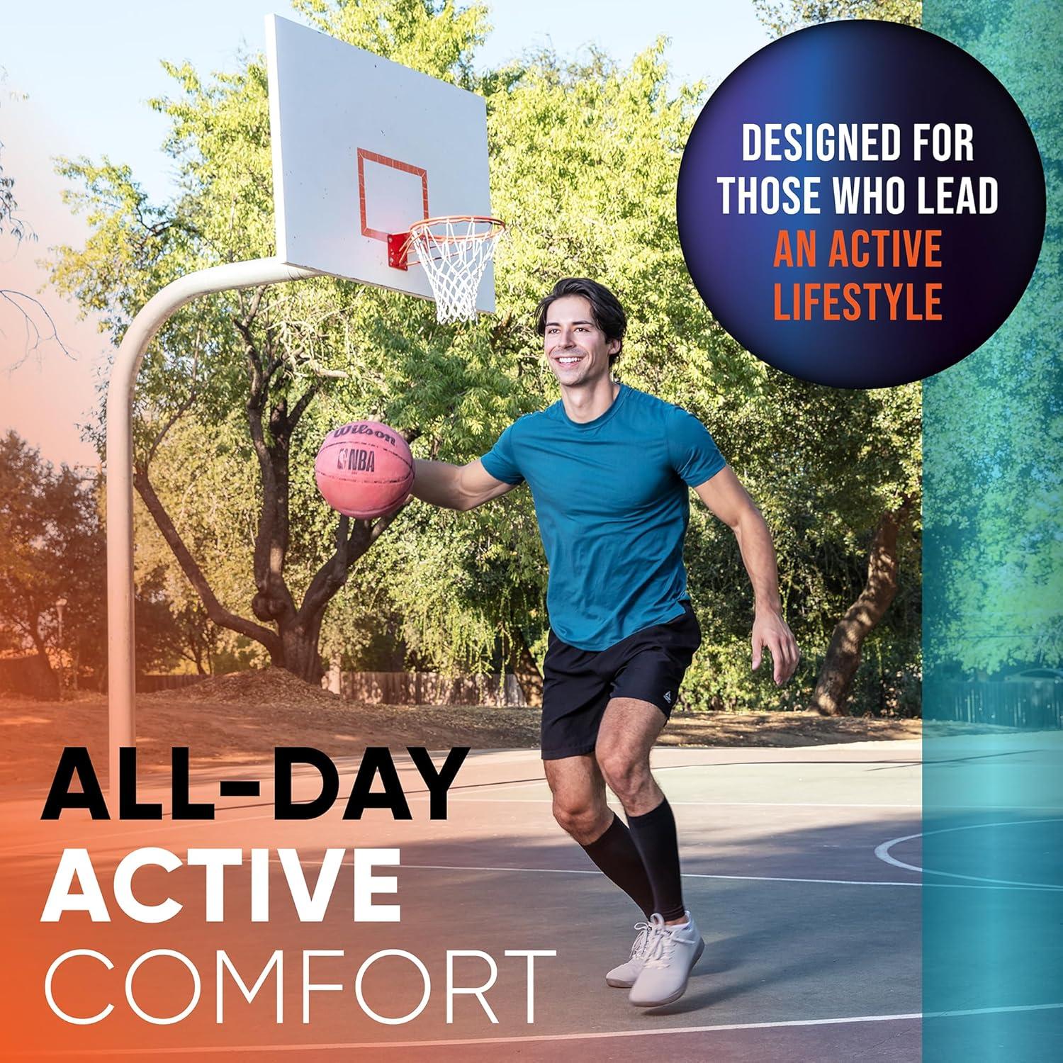 Manguitos de Compresión PhysFlex para Pantorrillas - Negro Mediano