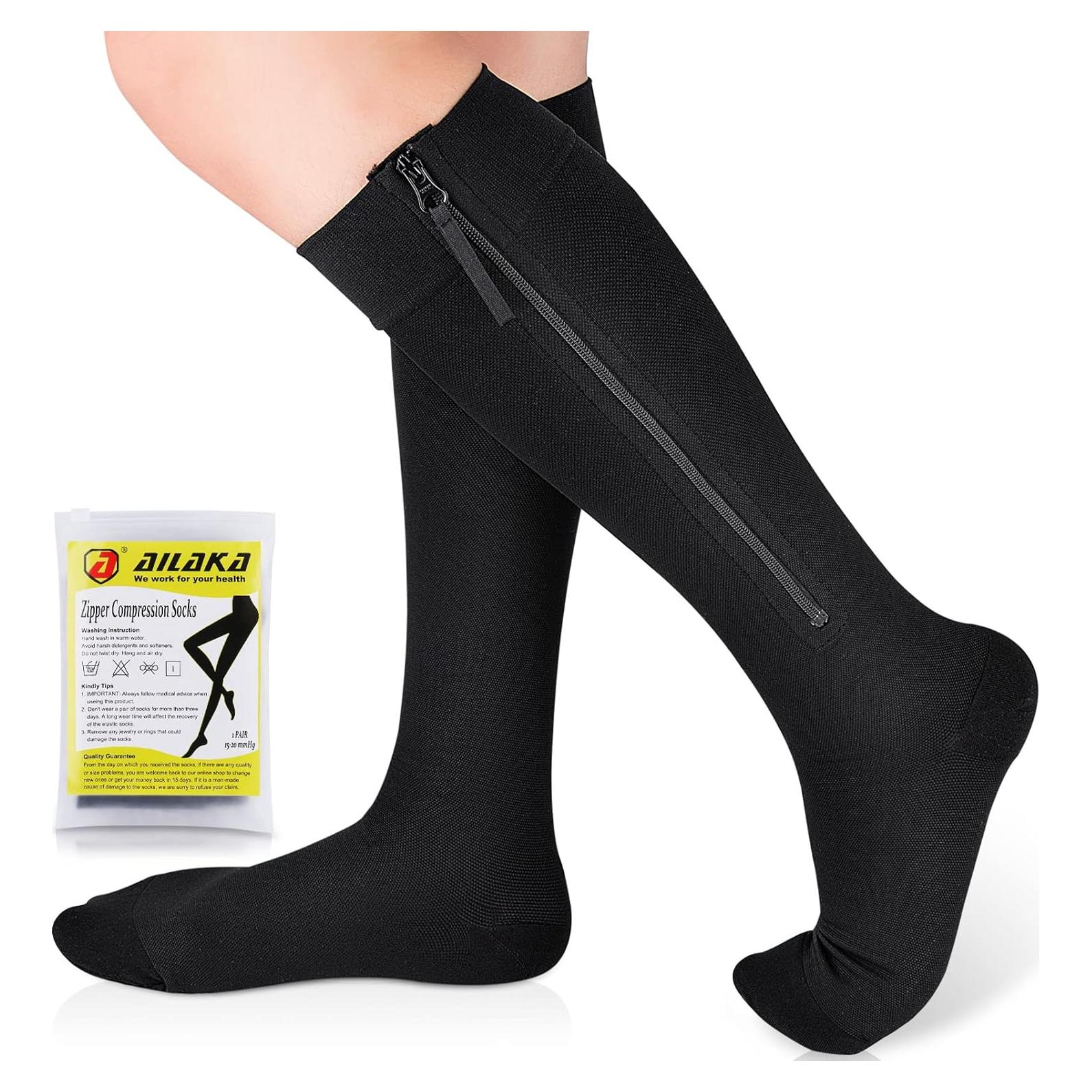 Calcetines de Compresión Ailaka Negros Extra Grande 15-20 mmHg