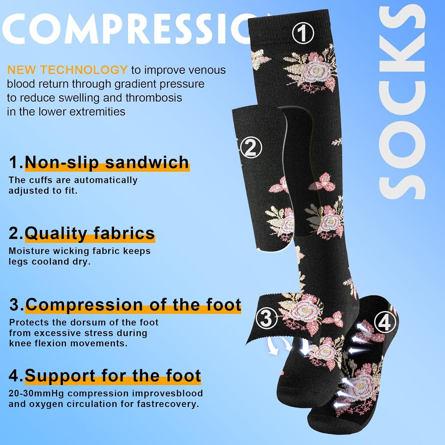 Calcetines de Compresión Bropite 20-30 mmHg Unisex - 6 Pares