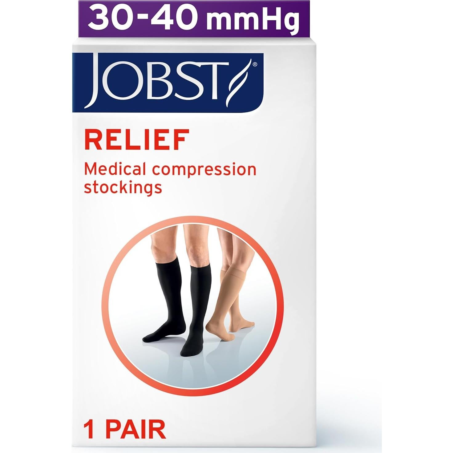 Calcetines de Compresión JOBST Relief hasta la Rodilla 30-40 mmHg Negro Grande