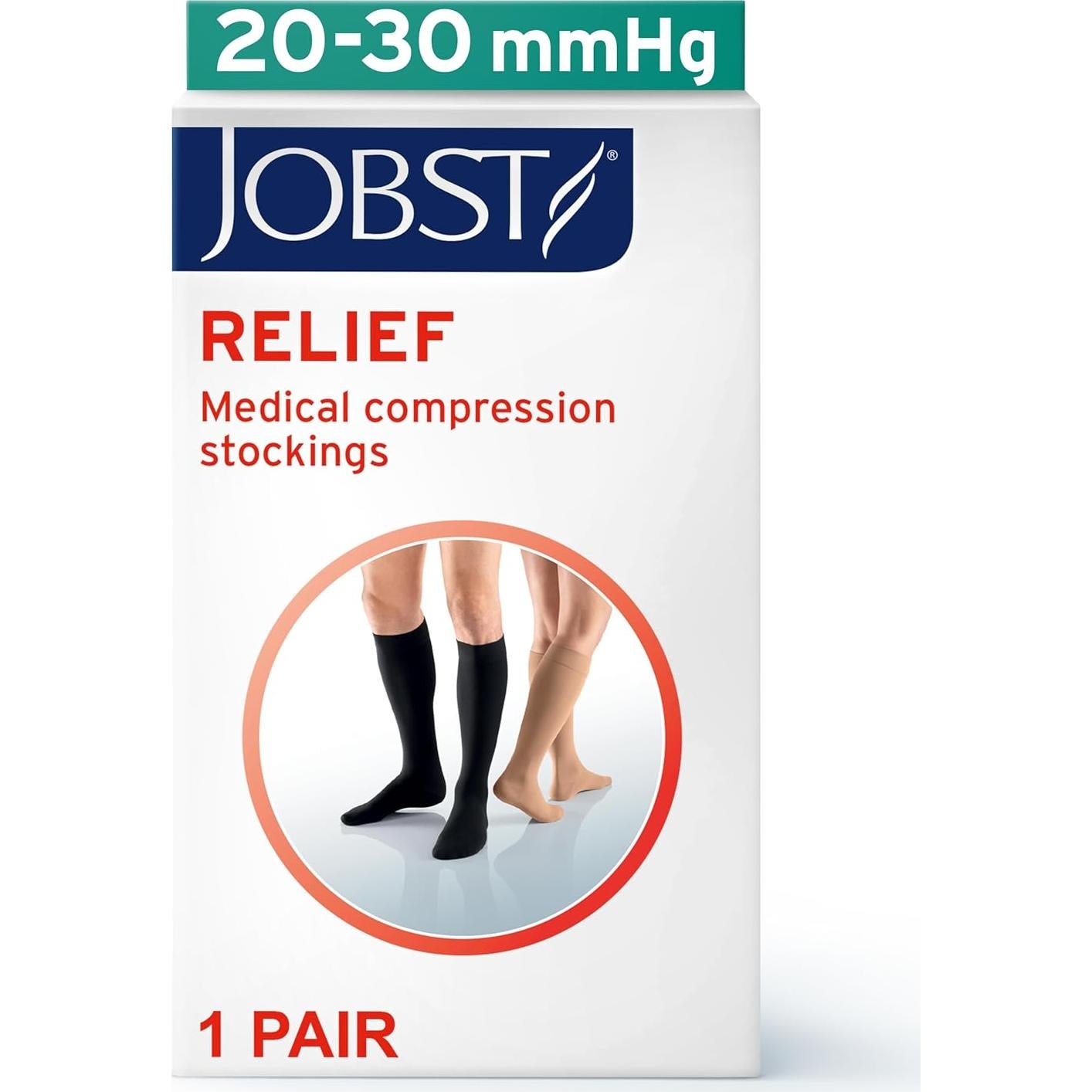 Medias de Compresión Graduada Jobst Relief Hasta la Rodilla 20-30 mmHg Beige Grande
