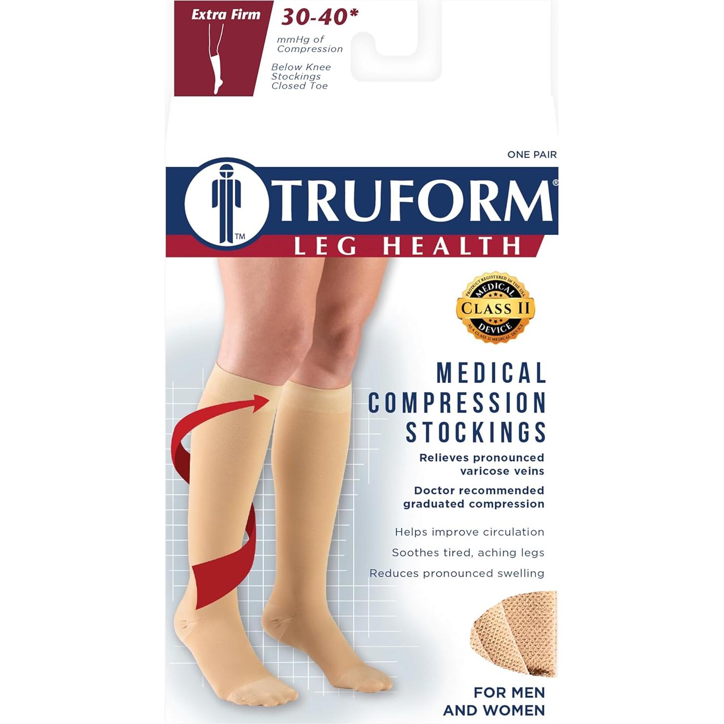 Medias de Compresión Truform 8845 Unisex 30-40 mmHg Negro Mediano
