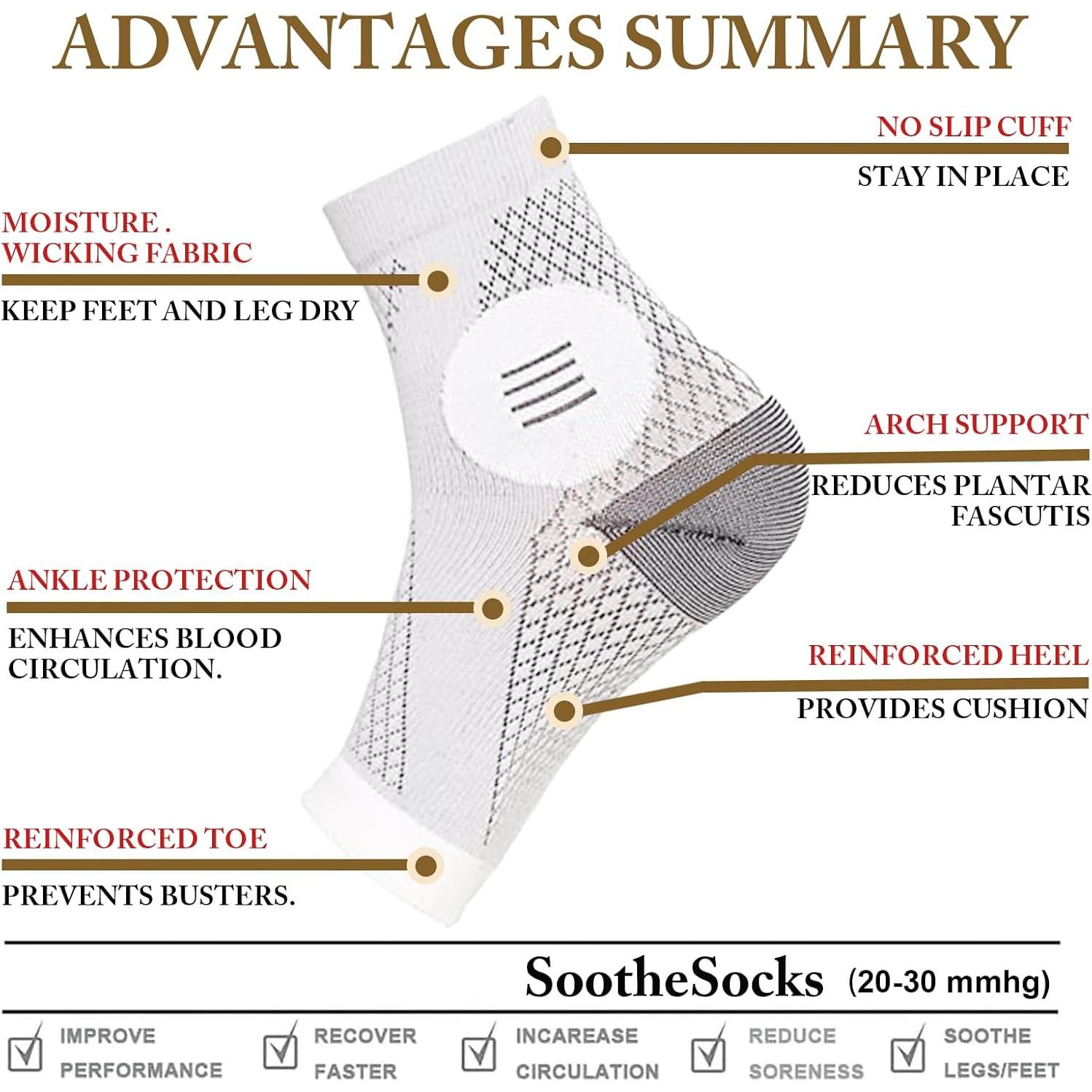 Calcetines de Compresión Yanmide para Neuropatía - 3 Pares, 20-30 mmHg, Extra Grande, Gris