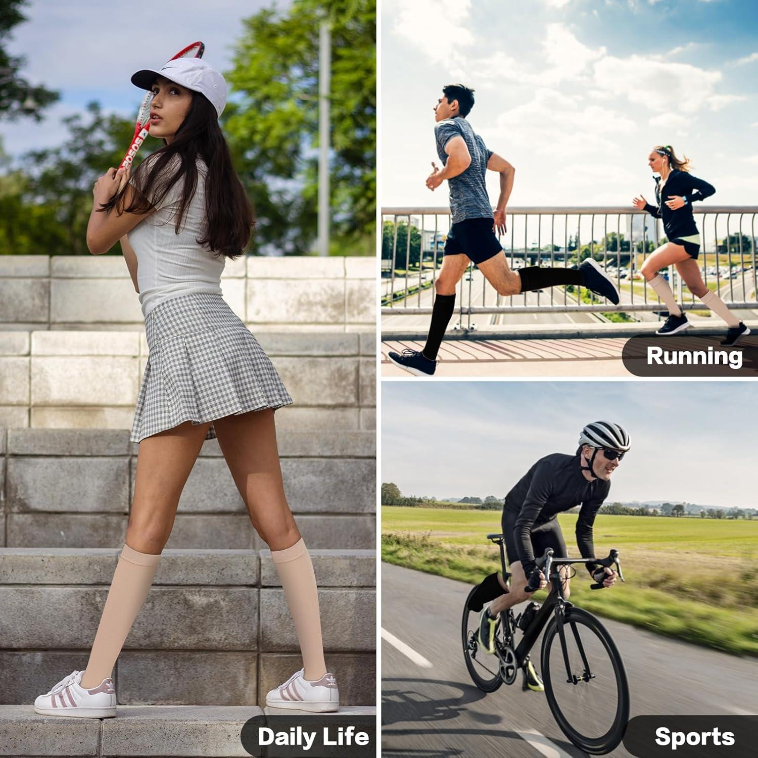 Calcetines de Compresión Ktinnead Unisex 20-30 mmHg Beige XX-Large