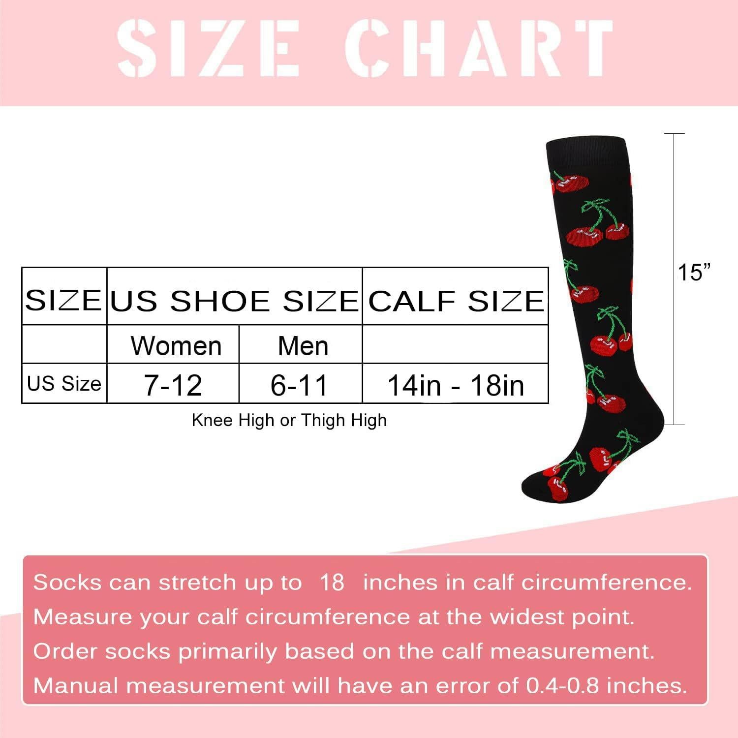 Calcetines de Compresión Junely para Mujeres Talla Única Cereza