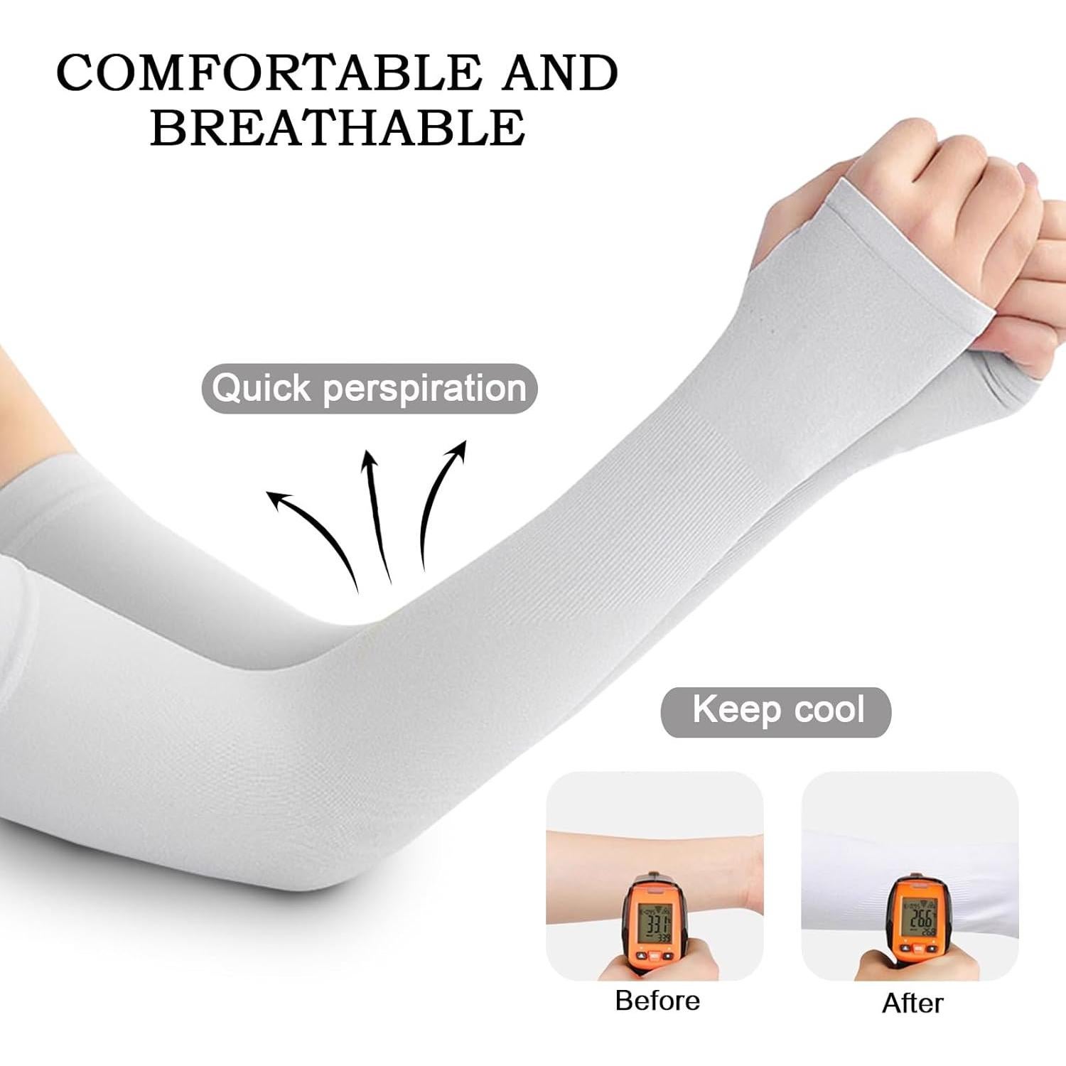 Mangas de Enfriamiento Medsuo 3 Pares Unisex con Agujero para Pulgar