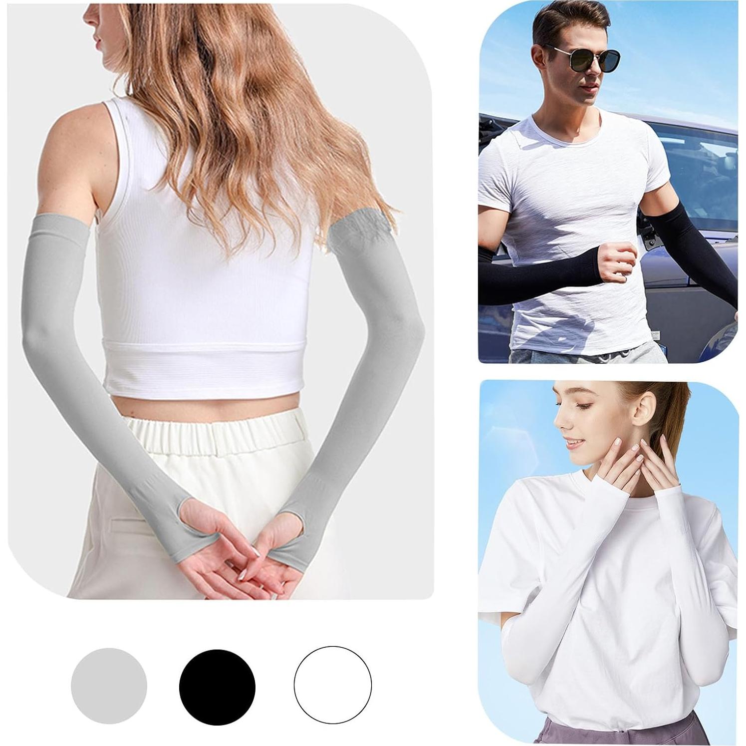 Mangas de Enfriamiento Medsuo 3 Pares Unisex con Agujero para Pulgar