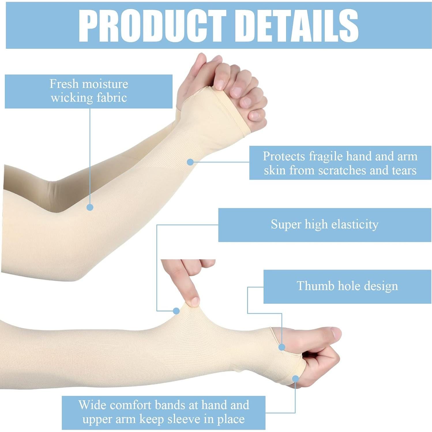 Mangas Protectores para Piel Delicada Janmercy - 9 Pares