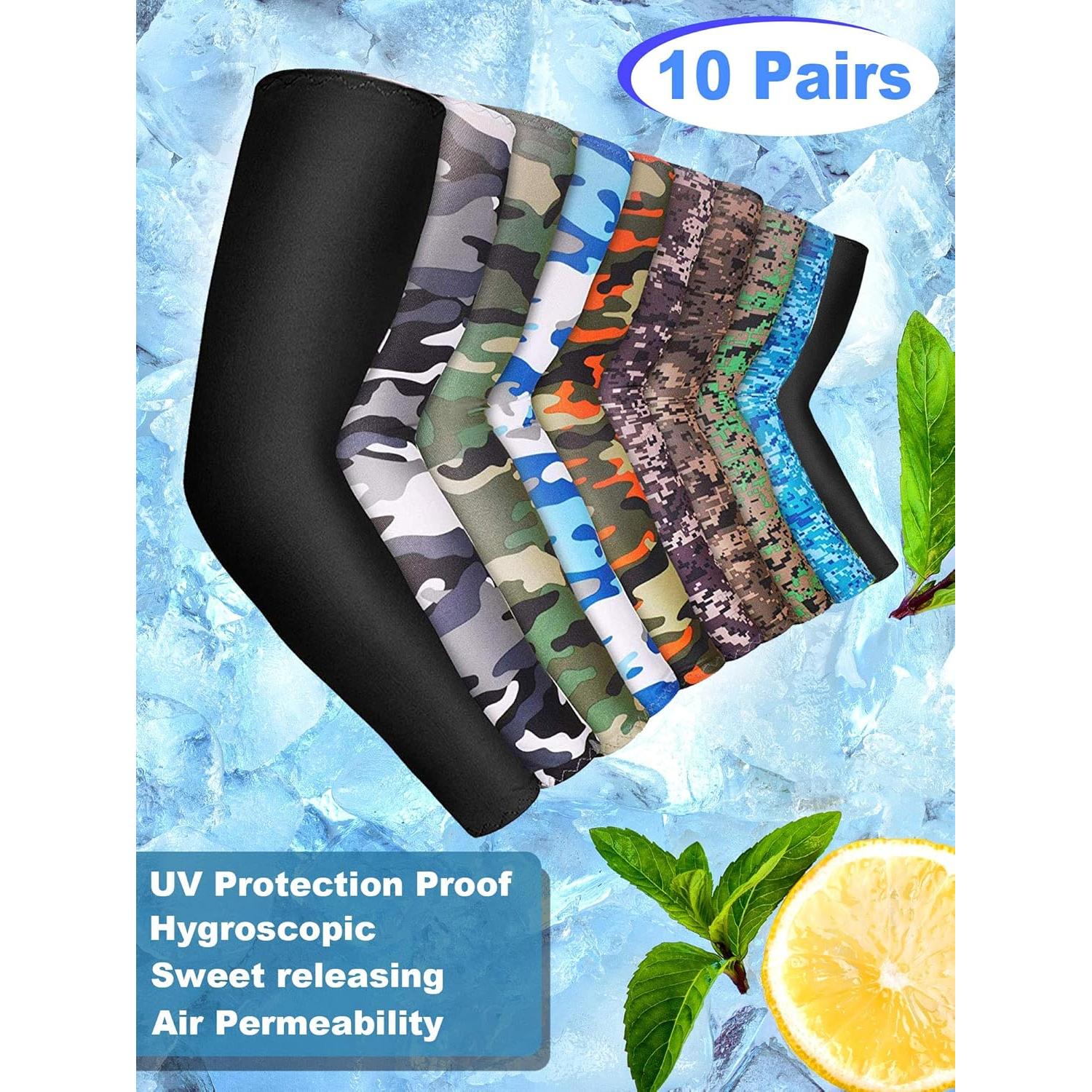 Boao 10 Pares Mangas Refrigerantes UV Unisex de Seda Fría