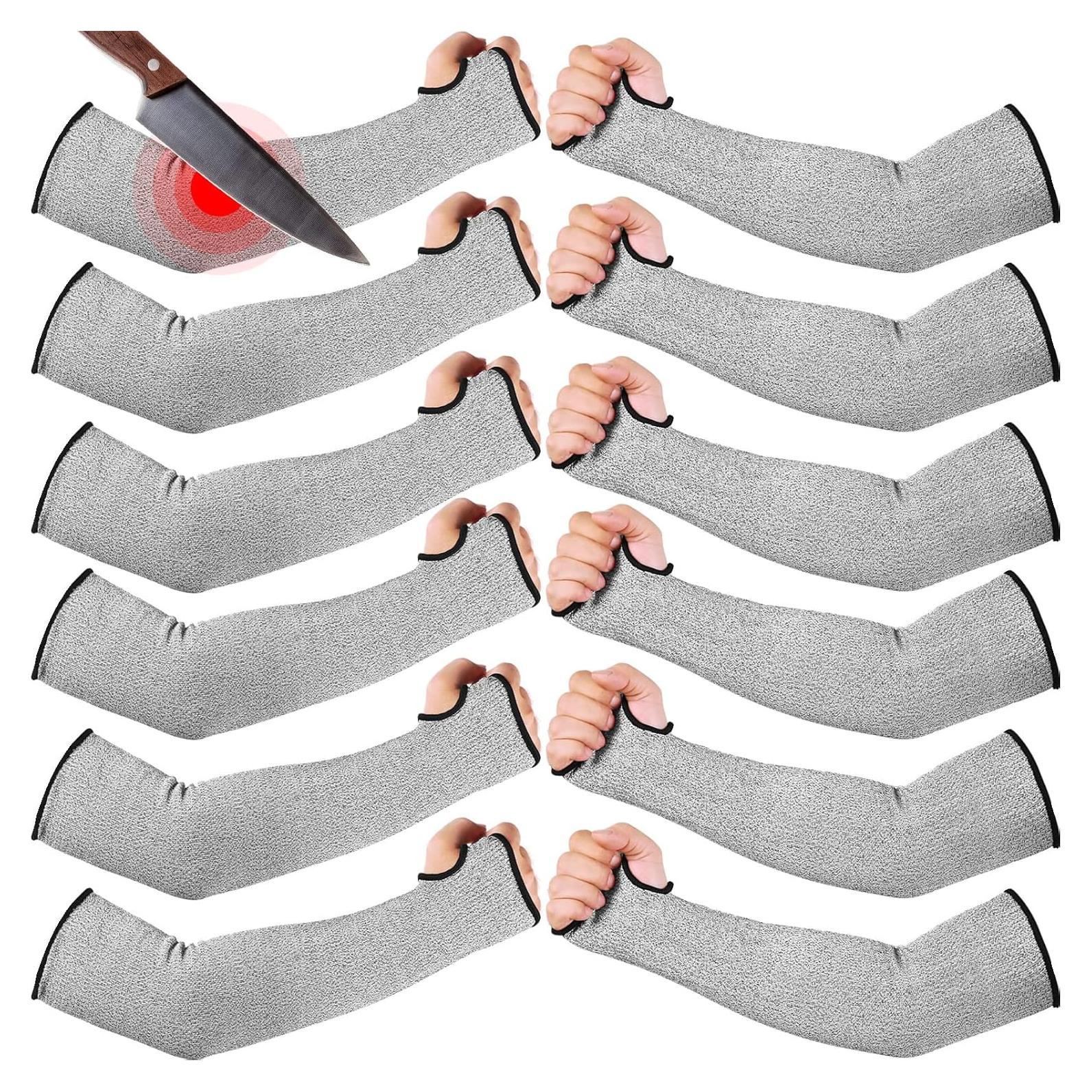 Mangas Resistentes al Corte JaGely 6 Pares 45 cm Gris