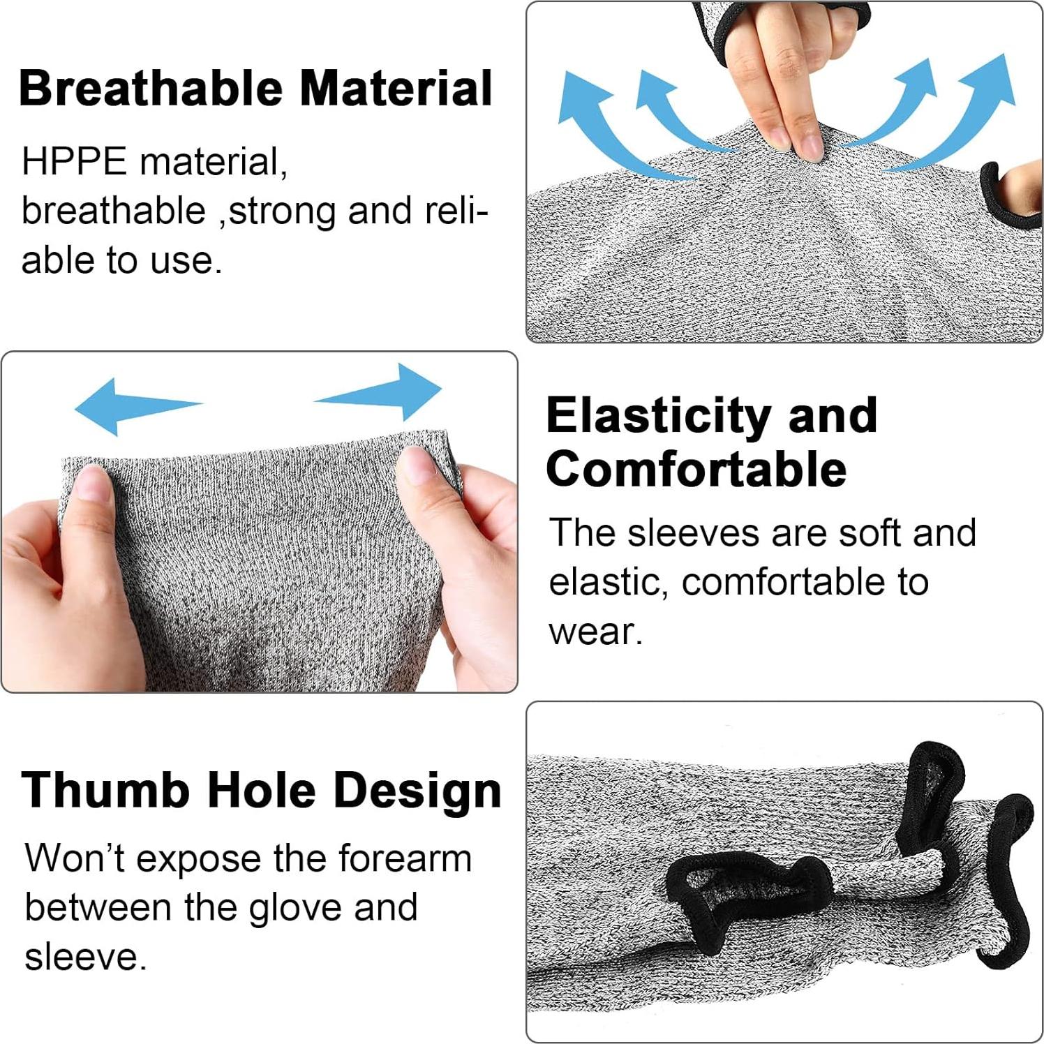 Mangas Resistentes al Corte JaGely 6 Pares 45 cm Gris