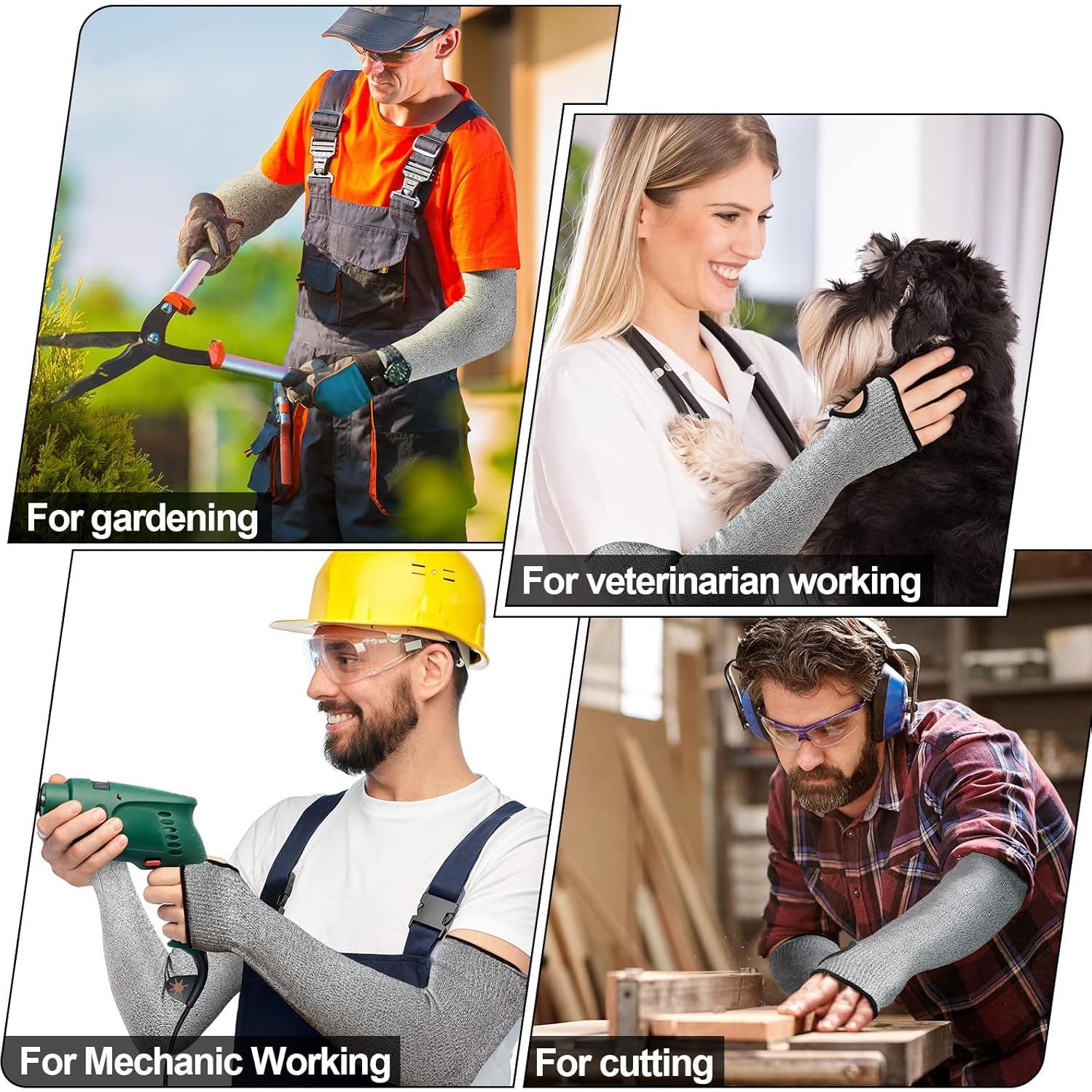 Mangas Resistentes al Corte JaGely 6 Pares 45 cm Gris