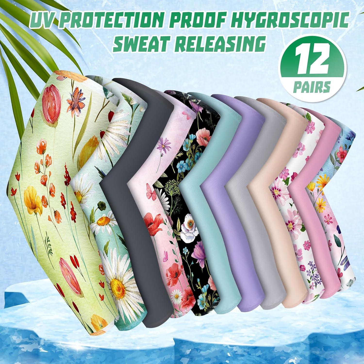 Crowye 12 Pares Mangas de Protección UV para Brazo Unisex