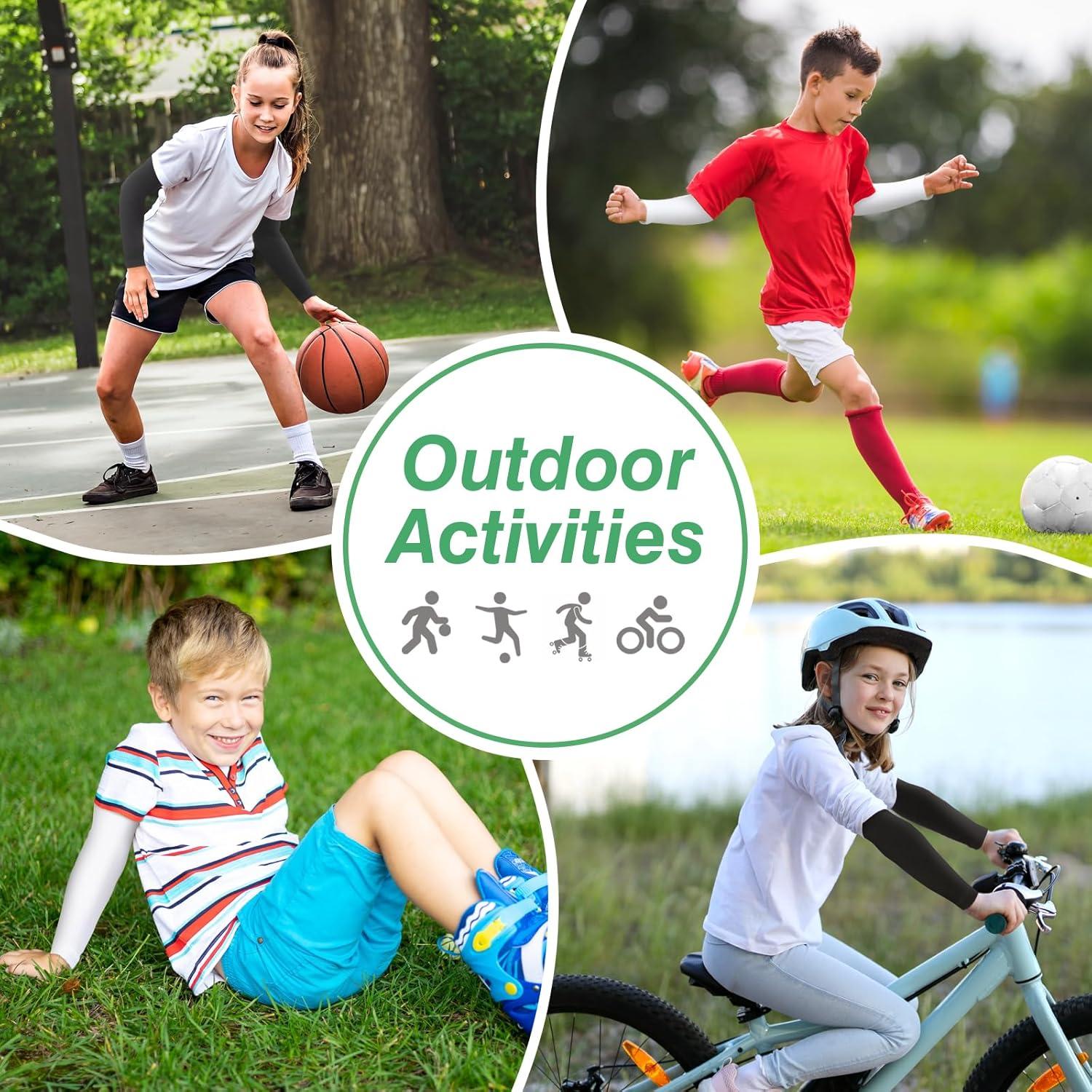 Mangas de brazo Newbyinn para niños - 4 pares, compresión UV