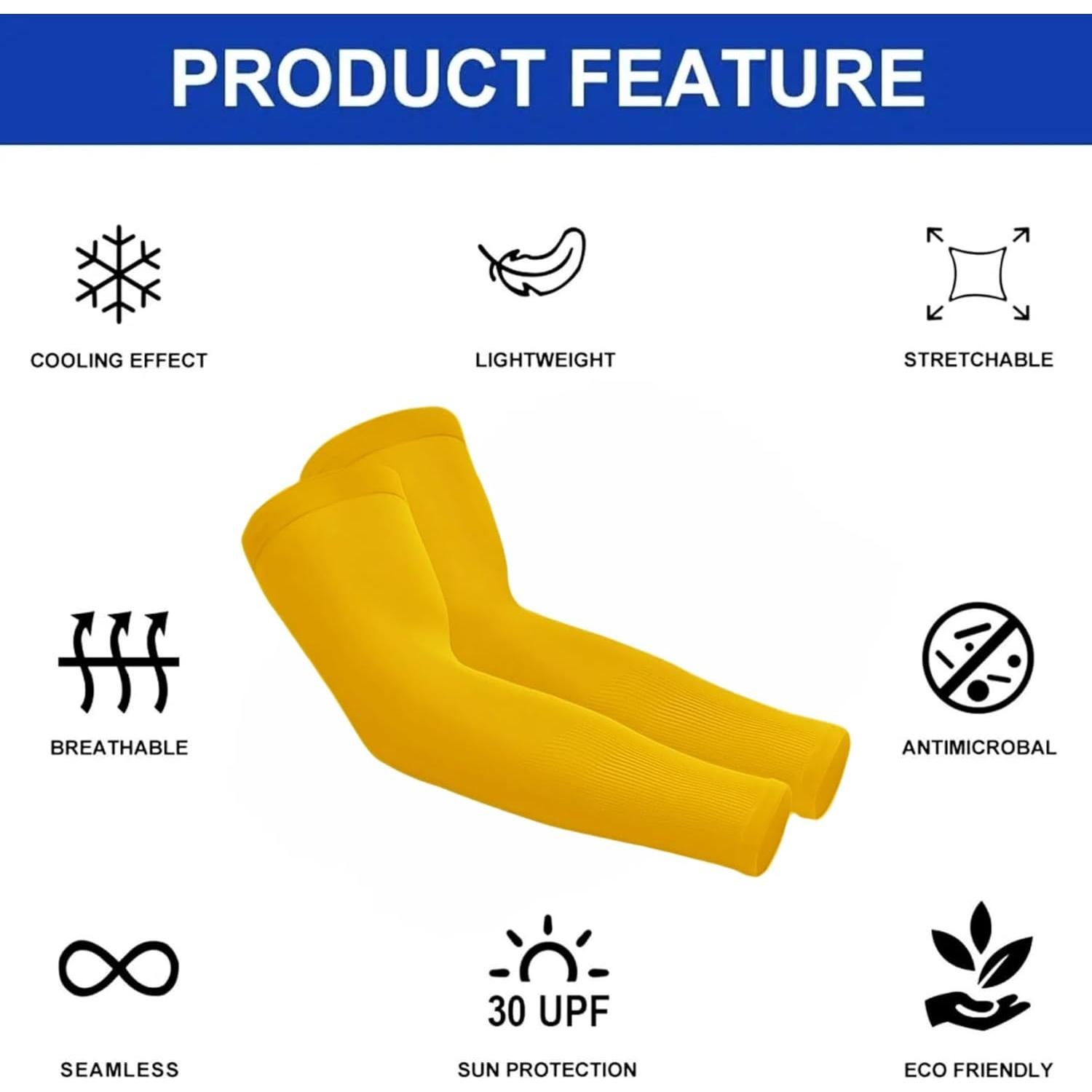 Manguitas de Compresión TEVEUNI para Brazo - Protección UV - Amarillo