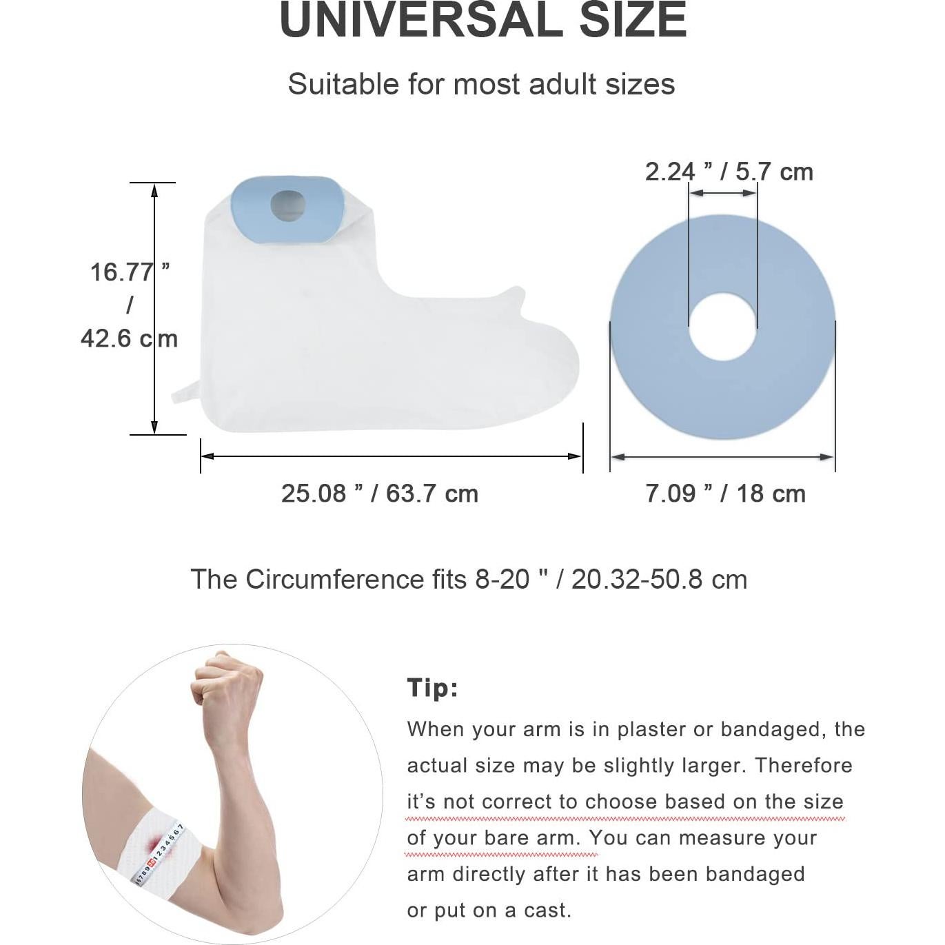 Cubierta impermeable para yeso de brazo CureSquad 24.66x21.88cm