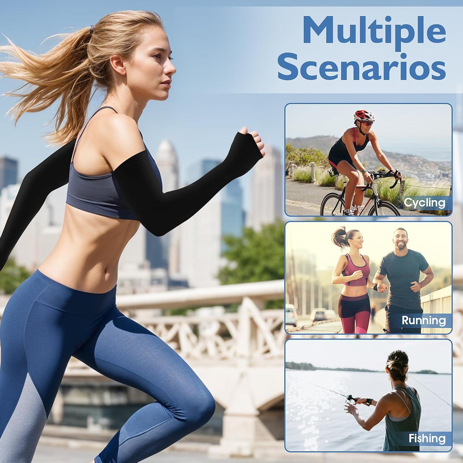 6 Pares Mangas Negras Telooco Protección Solar Unisex 35x10cm