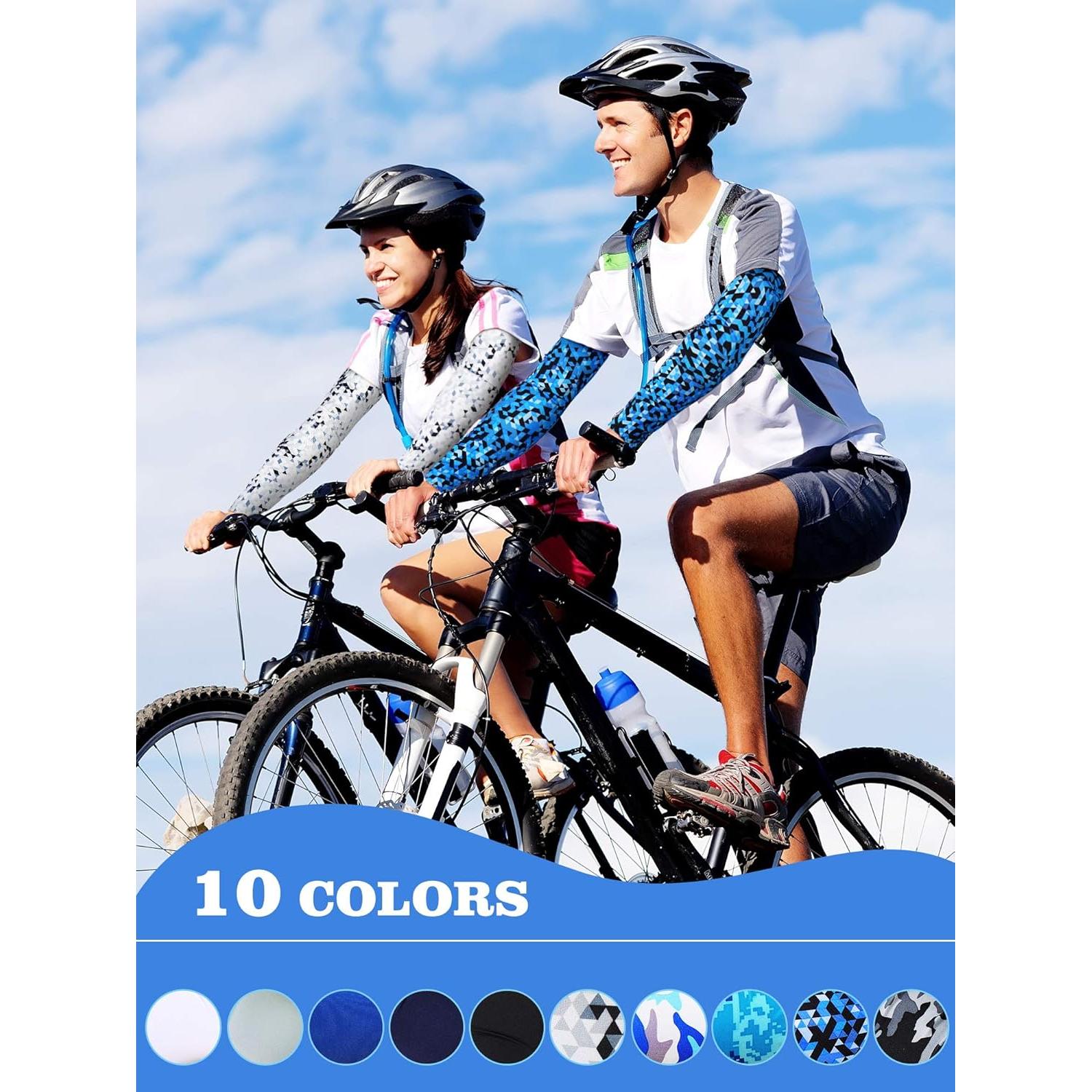 Hicarer 10 Pares Mangas de Compresión UV para Hombres y Mujeres