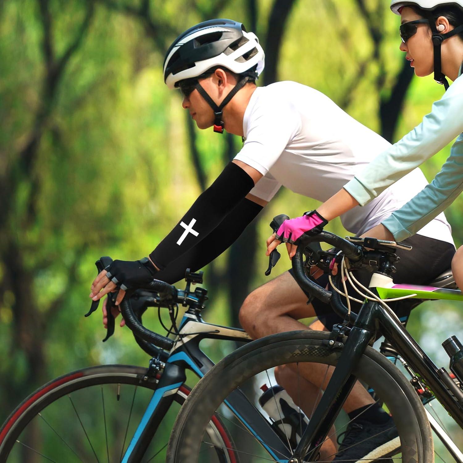 Mangas de Brazo BOXOB Cruz de Fe 2 Pares Unisex Negro Blanco