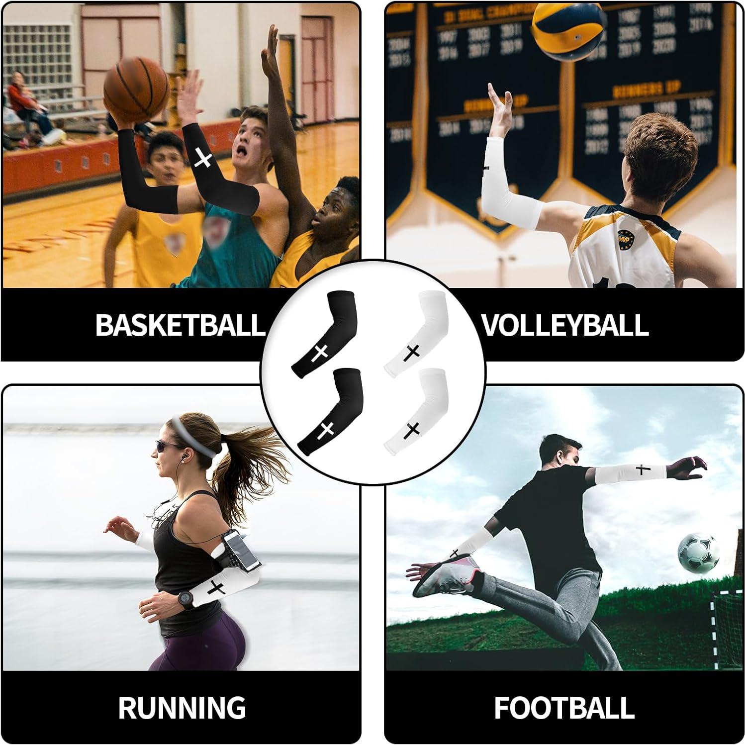 Mangas de Brazo BOXOB Cruz de Fe 2 Pares Unisex Negro Blanco