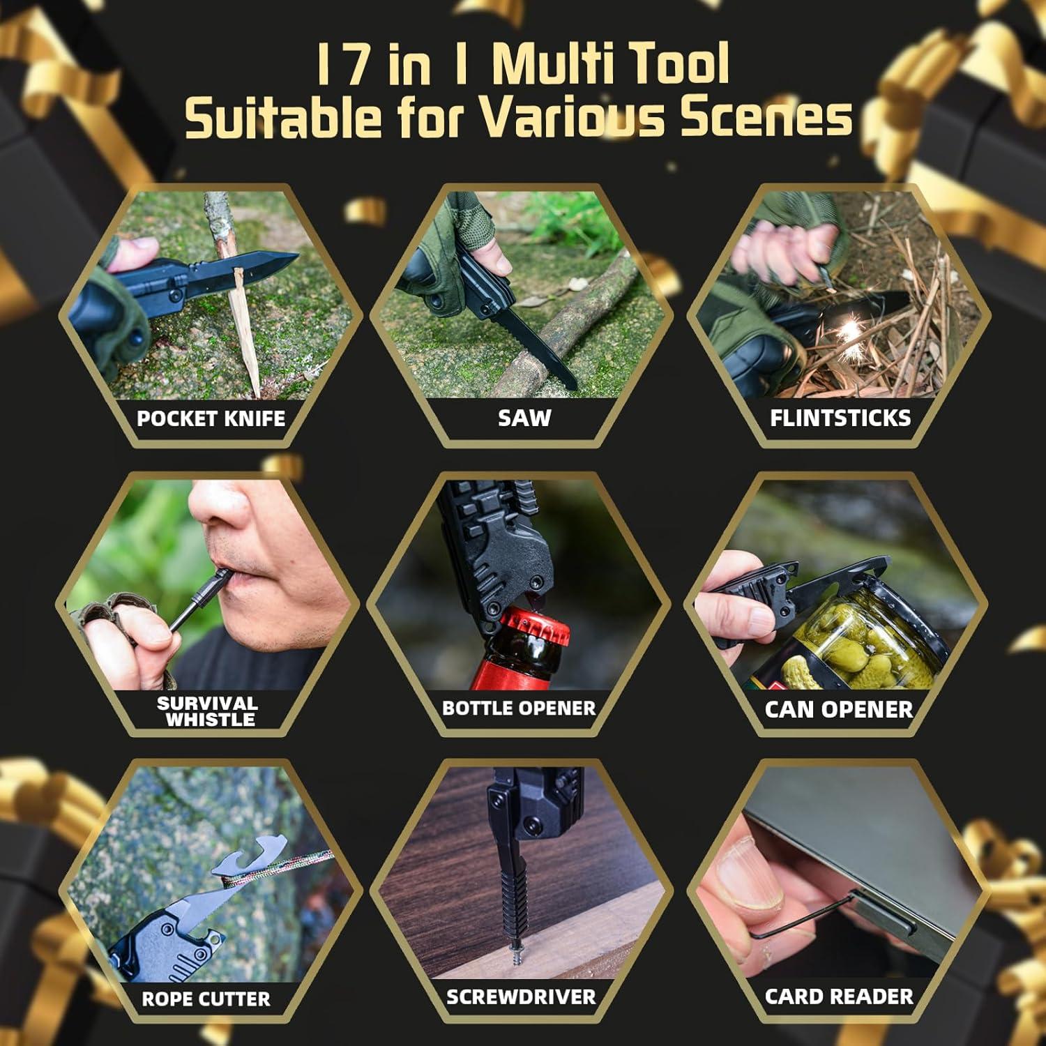 Cuchillo Multi-Herramienta 17 en 1 GIRIAITUS para Acampar