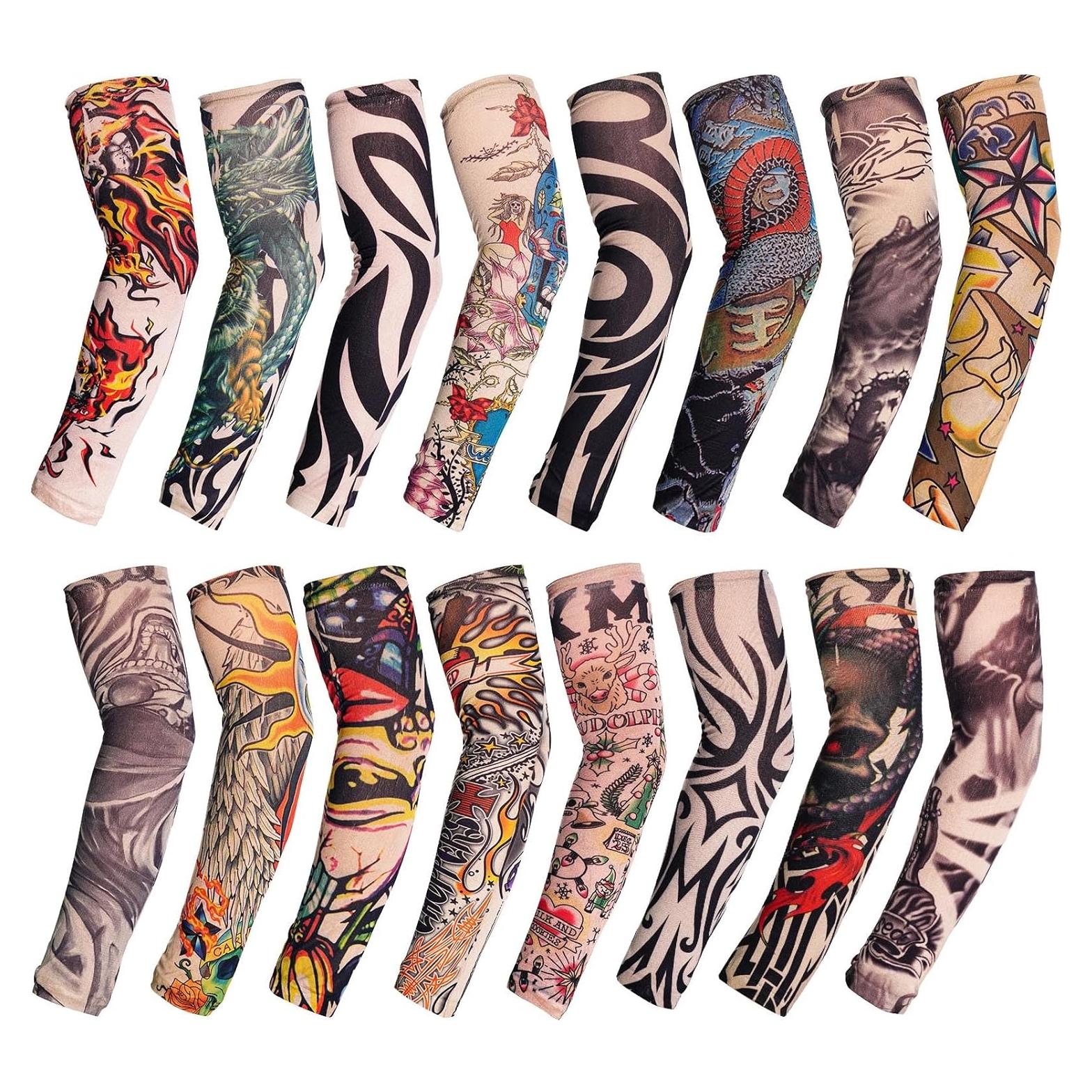 HOVEOX 16 Piezas Mangas de Tatuaje Temporales Unisex - Grande