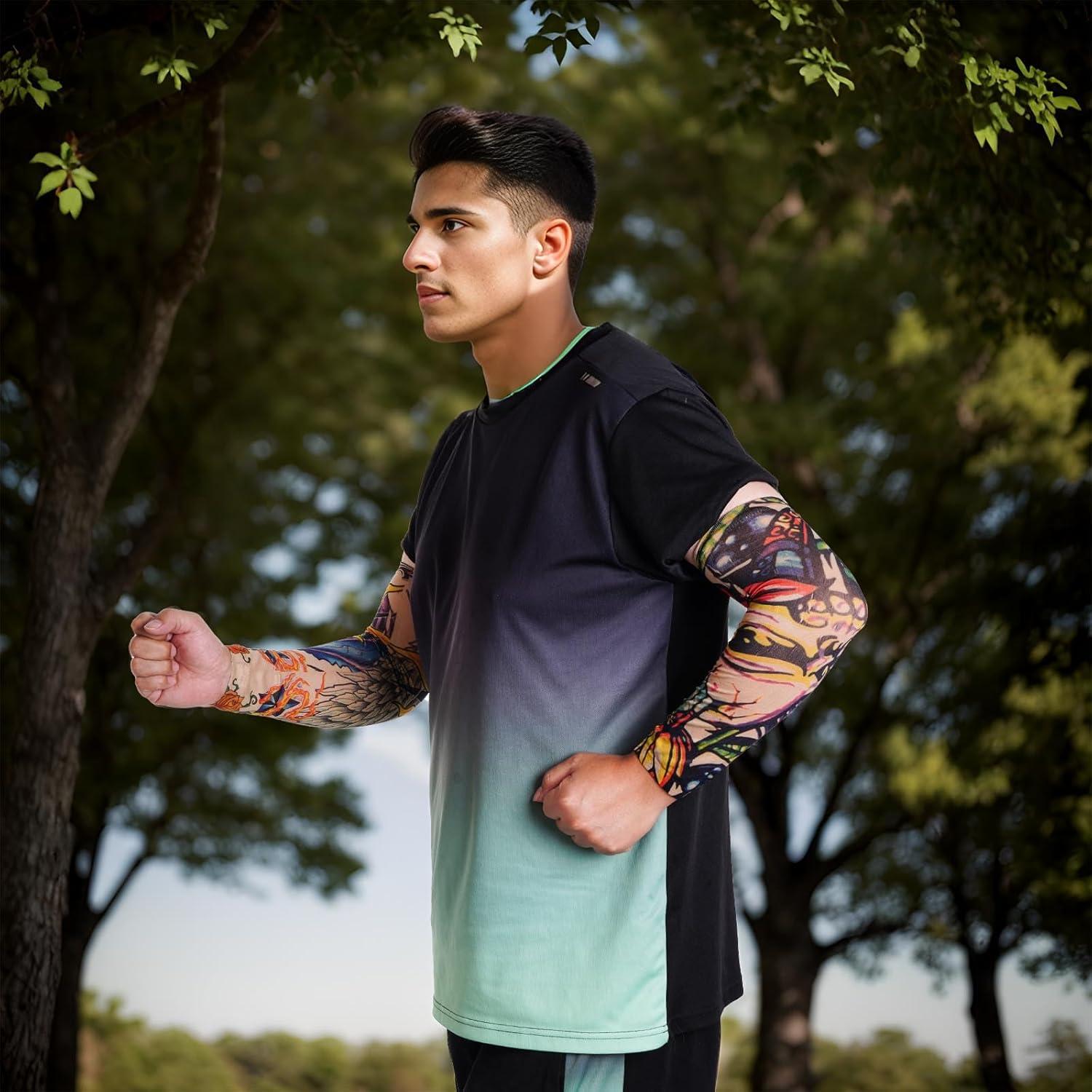 HOVEOX 16 Piezas Mangas de Tatuaje Temporales Unisex - Grande