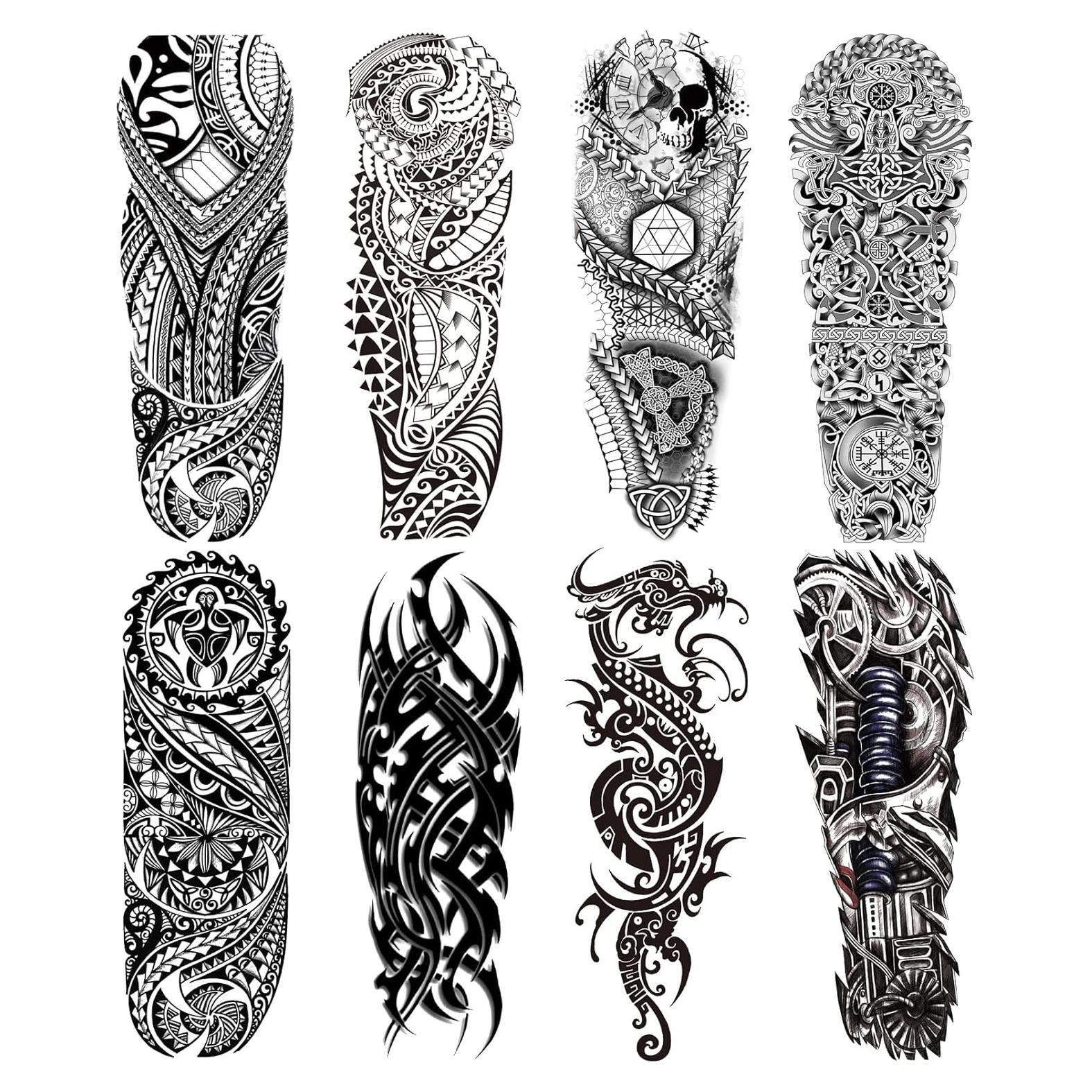 Manga Tatuajes Temporales Totem Tribal Briyhose - 8 Hojas
