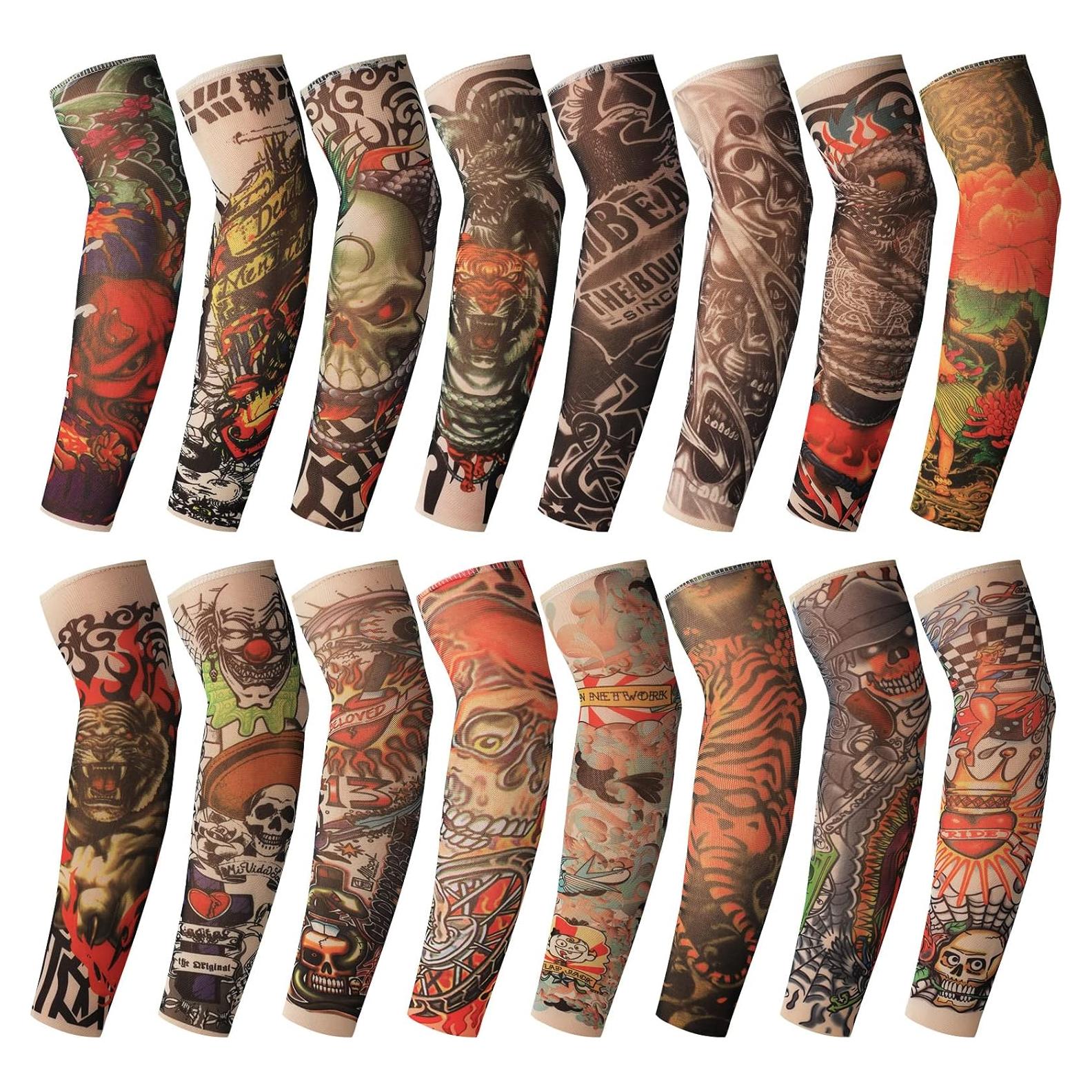 Mangas de Tatuaje Temporal Jecery 16 Pcs UV Protección Solar