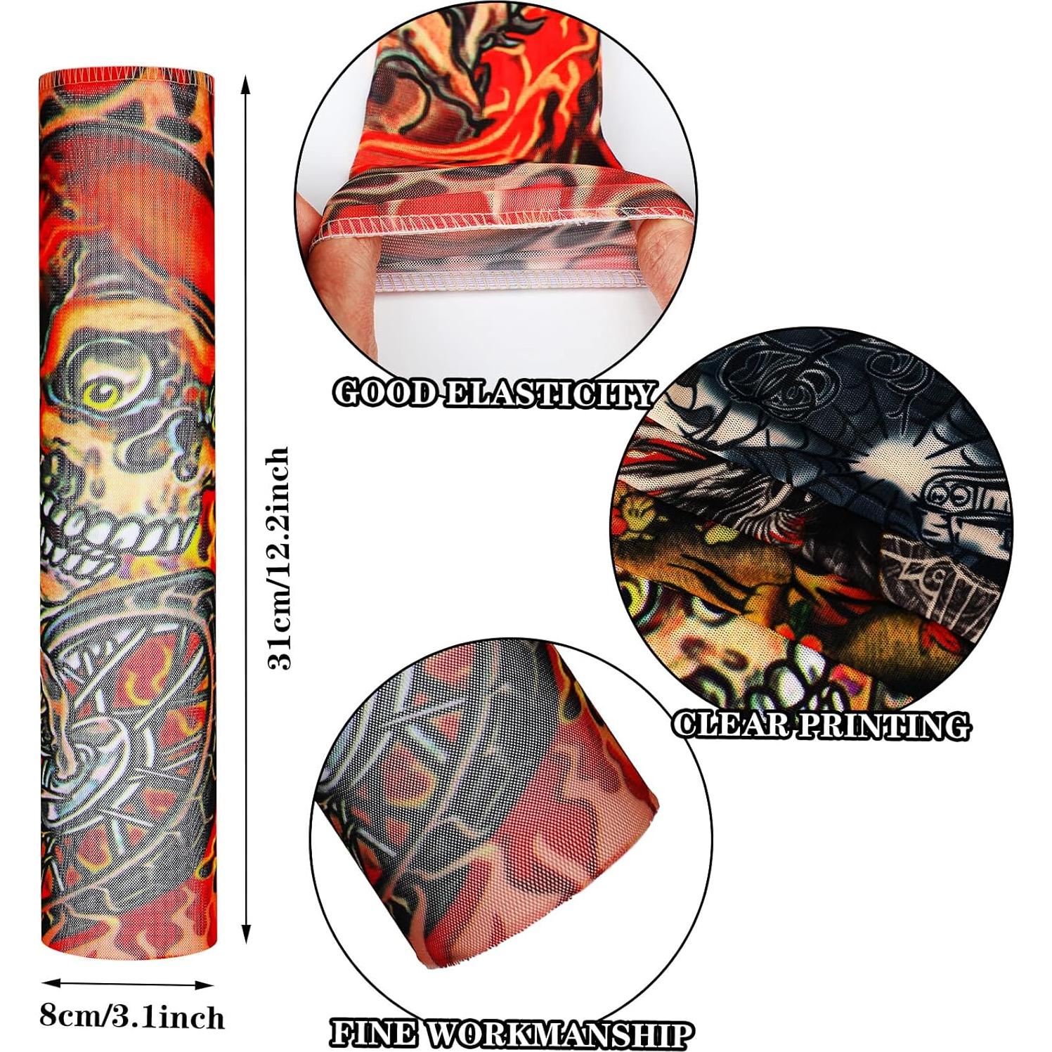 Mangas de Tatuaje Temporal Jecery 16 Pcs UV Protección Solar