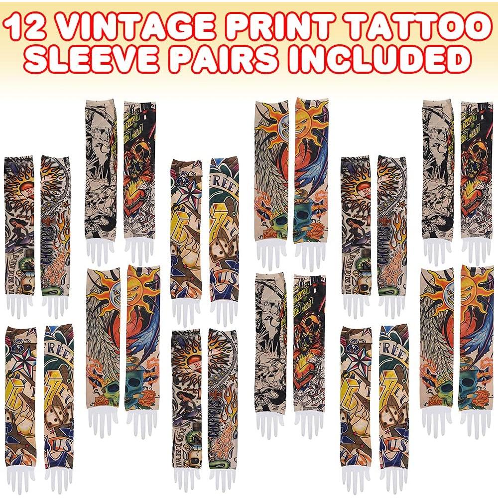 Mangas de Tatuaje Temporales ArtCreativity - 12 Pares Vintage