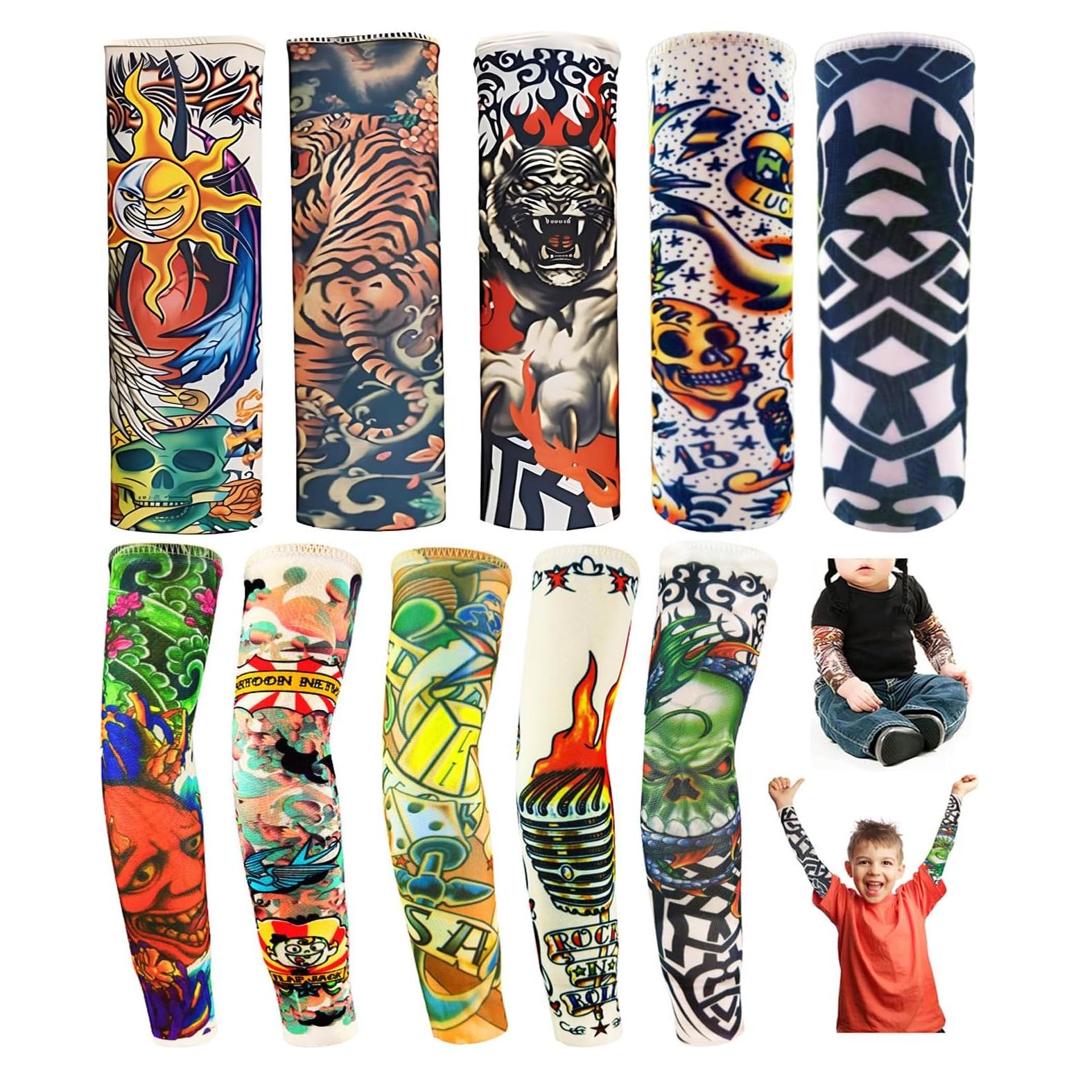 Mangas de Tatuaje Temporales para Niños - 10 Piezas UV