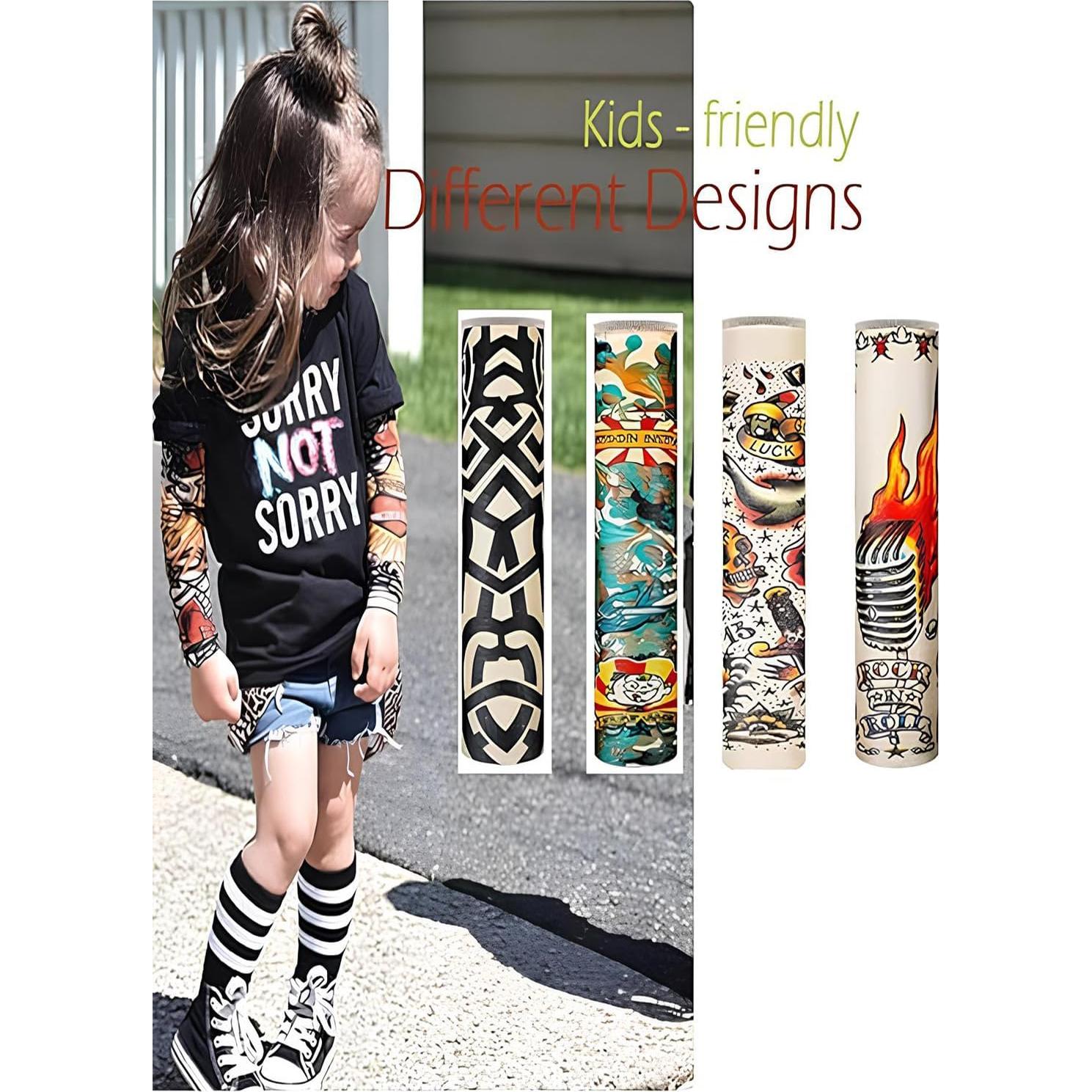 Mangas de Tatuaje Temporales para Niños - 10 Piezas UV